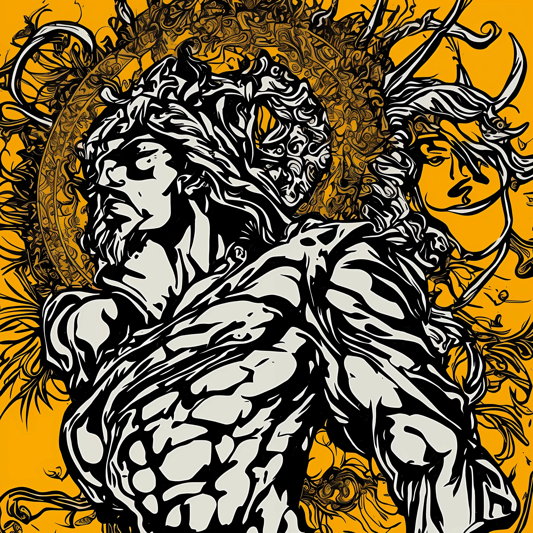 Deus grego Zeus, (dancing), obra-prima, pop-art, --auto