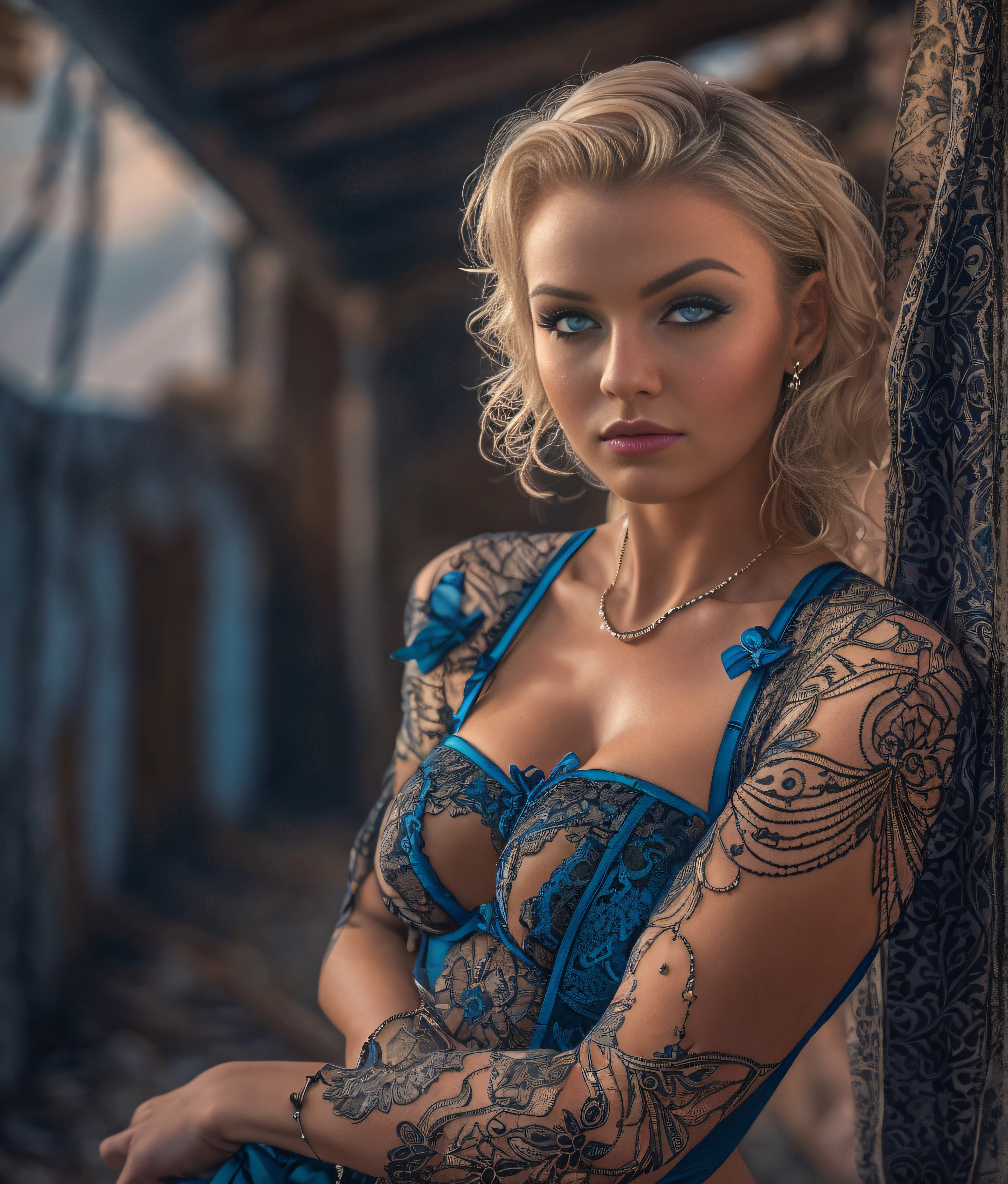 RAW, Nikon z 85mm,Award Winning Glamour Photograph extremely detailed award winning glamour photograph, front lit, HDR. Beautiful Ukrainian woman in death hallow, pin up style bra, blond hair, blue eyes, ((high detailed skin, skin details)), perky, sharp focus, 8k uhd, dslr, high quality, film grain, rim light, koda chrome, large breasts busting out (((Full body Shot)))