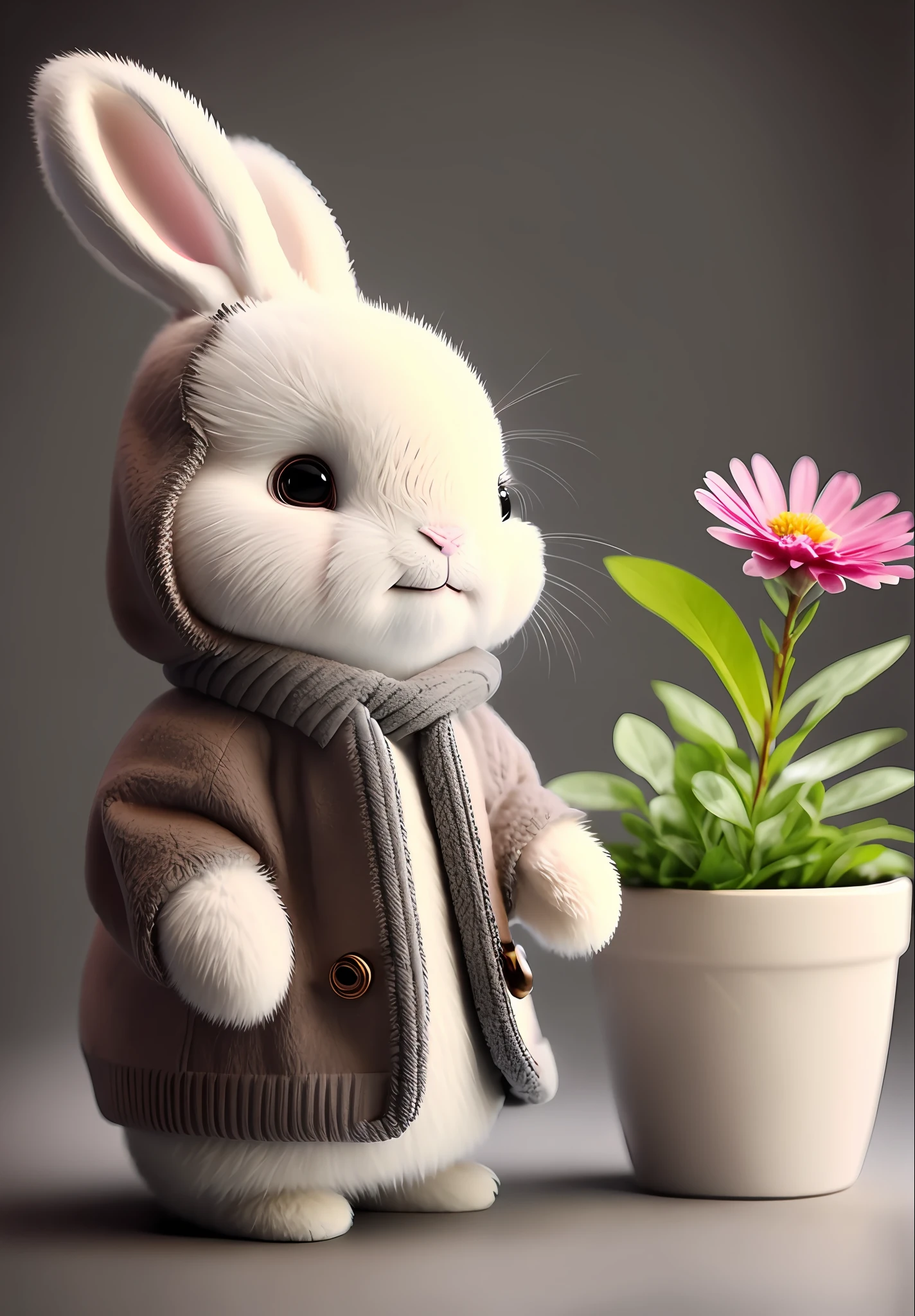 rabbit, blur, flower, natural, no_contrast, depth of field, to8contrast style, dark_glam, wearing drk_glam, deep shadows, (dark: 1.4)