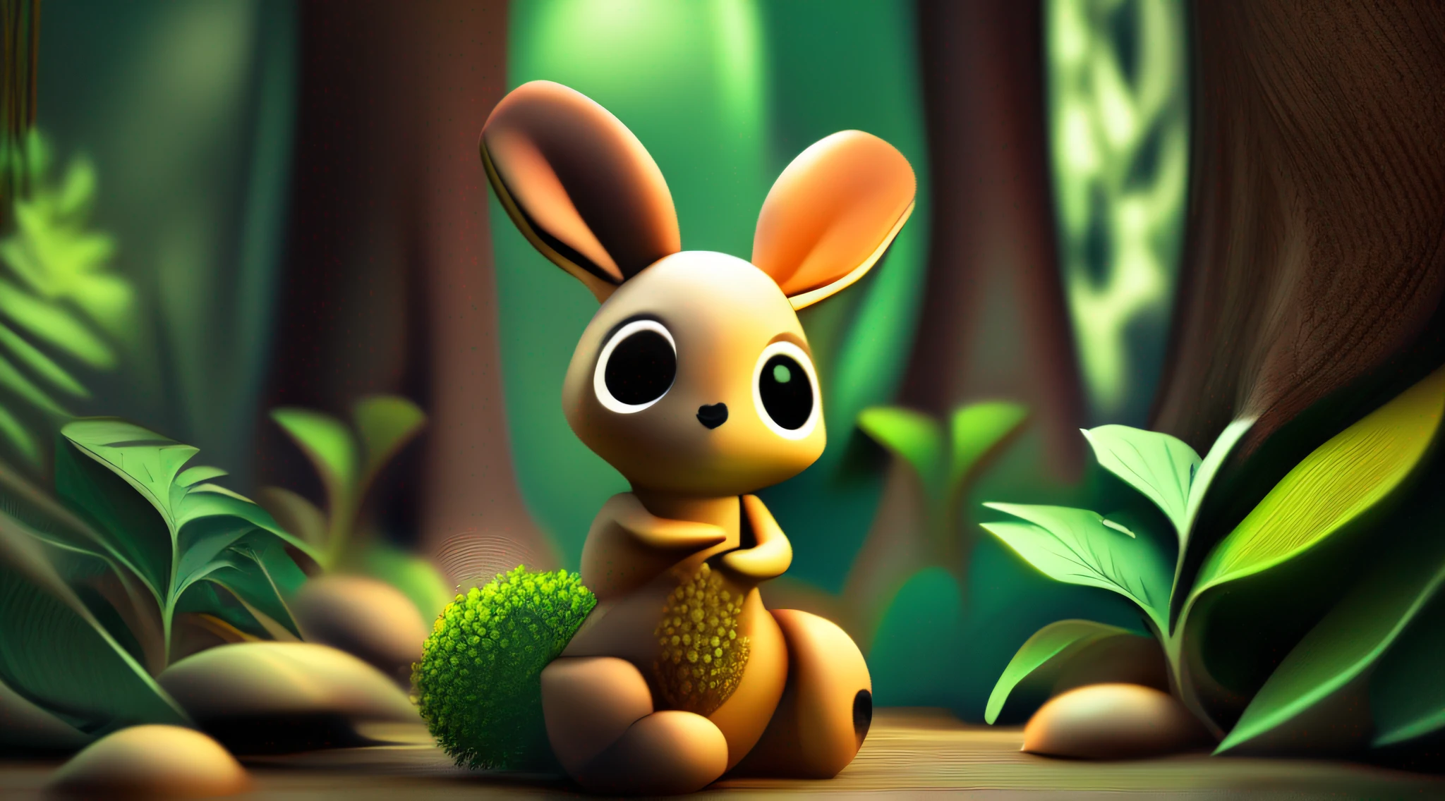 coelho na floresta encantada. desnho 3d
