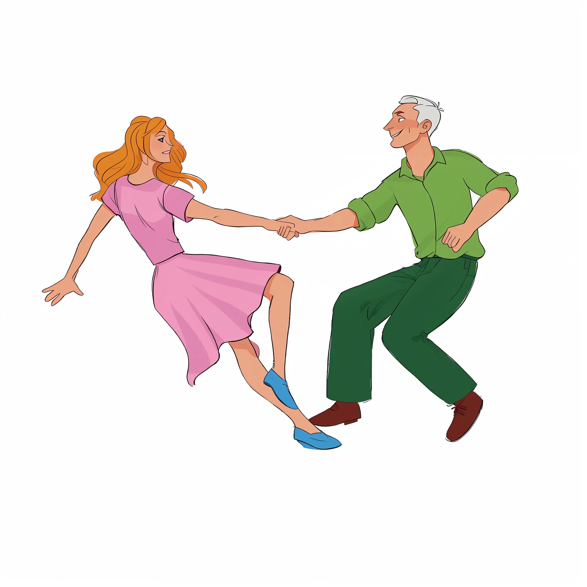 cartoon drawing of a man and a woman dancing together,