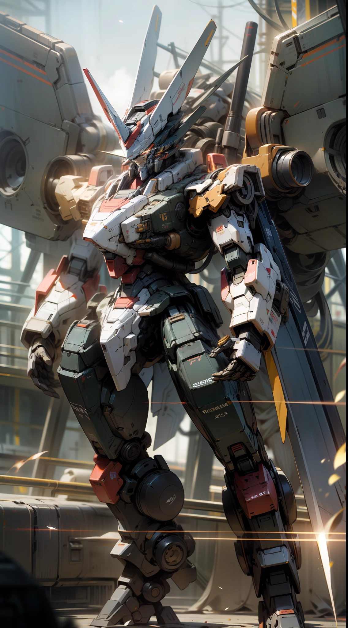Surrealism, Ray Tracing, Photorealistic, UHD, High Detail, 32k, Best Quality, Textured Skin, Gundam Mecha, Flight, Funnel, Mecha Ship, Masterpiece, Best Quality, Mecha, Unmanned, (Full Body), (Black Mecha: 1.8), (Axisymmetric: 1.4), (HDR), (Movie Light: 1.1), White Eyes, Cool, Science Fiction, Fire, Universe, oversized shield, mecha man overlooking the background of the earth, with laser cannon beams, wars, conflicts, weapons in hand (has a huge weapon: 1.5),