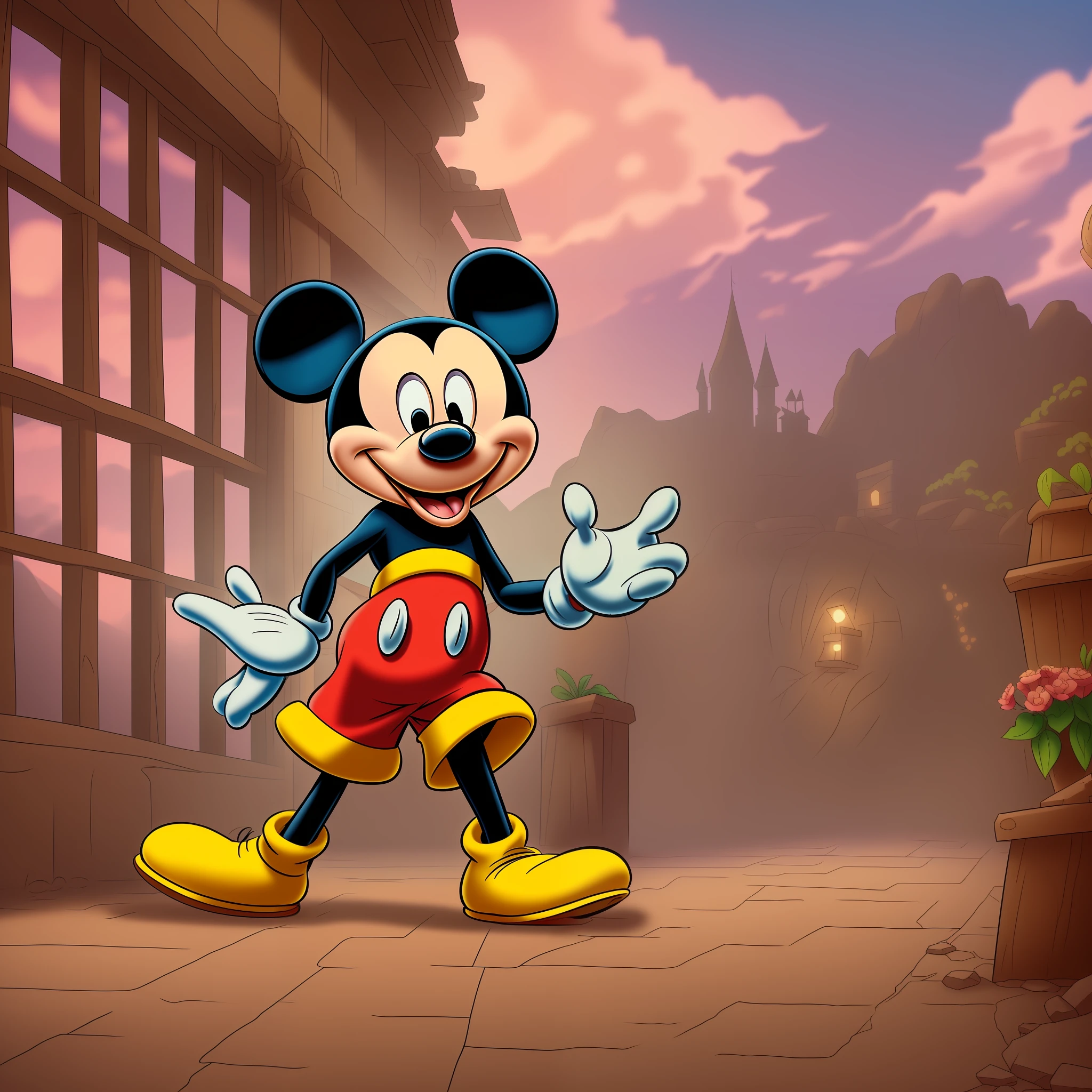 1930s cartoon, mickey mouse, hand drawn, animation, hd, 8k, walt disney