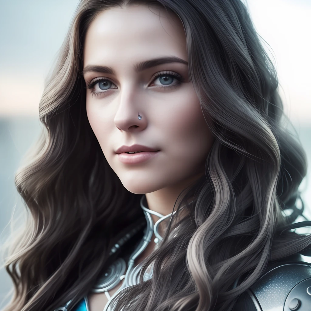 photo of a 25 years old Swedish girl, RAW, beautiful woman, extra long curly blond hair, (portrait), ((detailed facial features)), (detailed skin) high detailed futuristic cyberpunk dress outfit, slim body, (masterpiece) (perfect proportion)(realistic photo)(best quality) (detailed) (8k) (HDR) (wallpaper) (cinematic lighting) (sharp focus) (intricate)