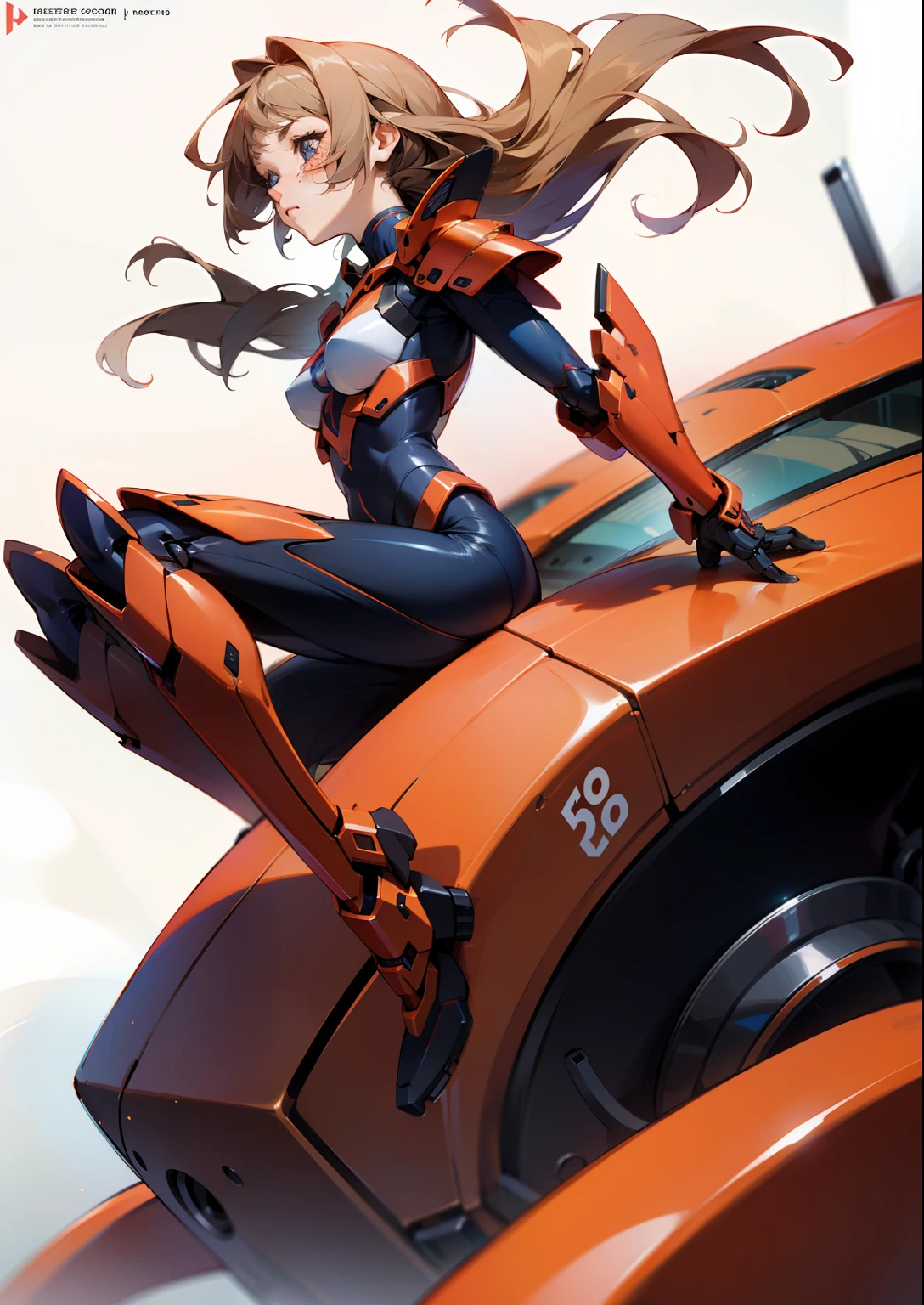 Octane Rendering,full view,8k --niji 5, (best quality, masterpiece, ultra-realistic), portrait of 1 beautiful girl, (head to toe full body image), 1girls, solo, (Bubblegum Crisis style body armor: 2.0), (Knight Saber body armor), female shape, robotic exoskeleton, sleek design, futuristic, late 90's anime style, smooth lines, powered exoskeleton, extremely stylized, deviant art, masterpiece, highly detailed, detailed eyes, expressive detailed eyes, detailed pupils, futuristic, blush, small breasts, lots of freckles, super textured detailed skin, entire body image, full body shot, Bubblegum Crash anime,