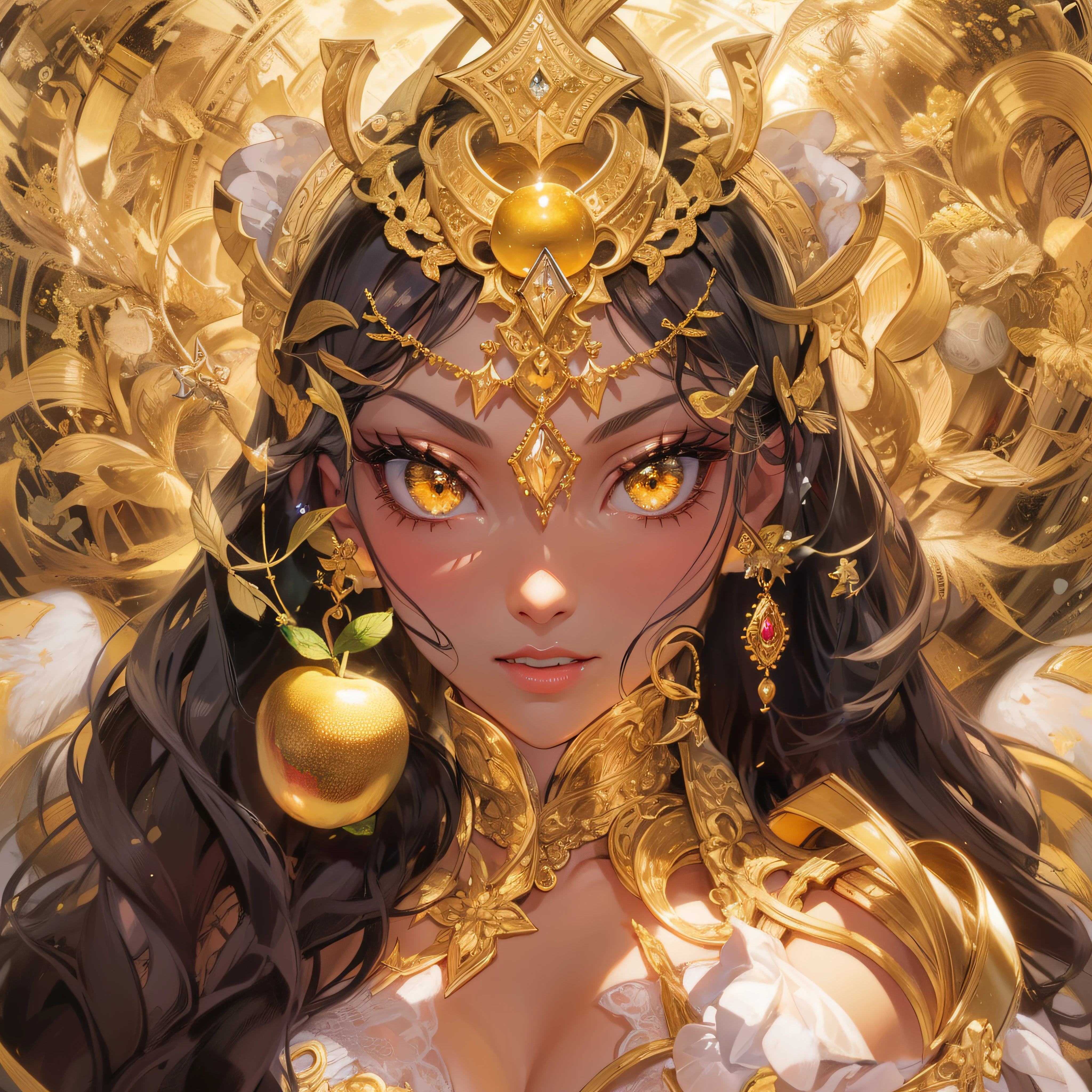 earrings shaped like golden apples, ouro