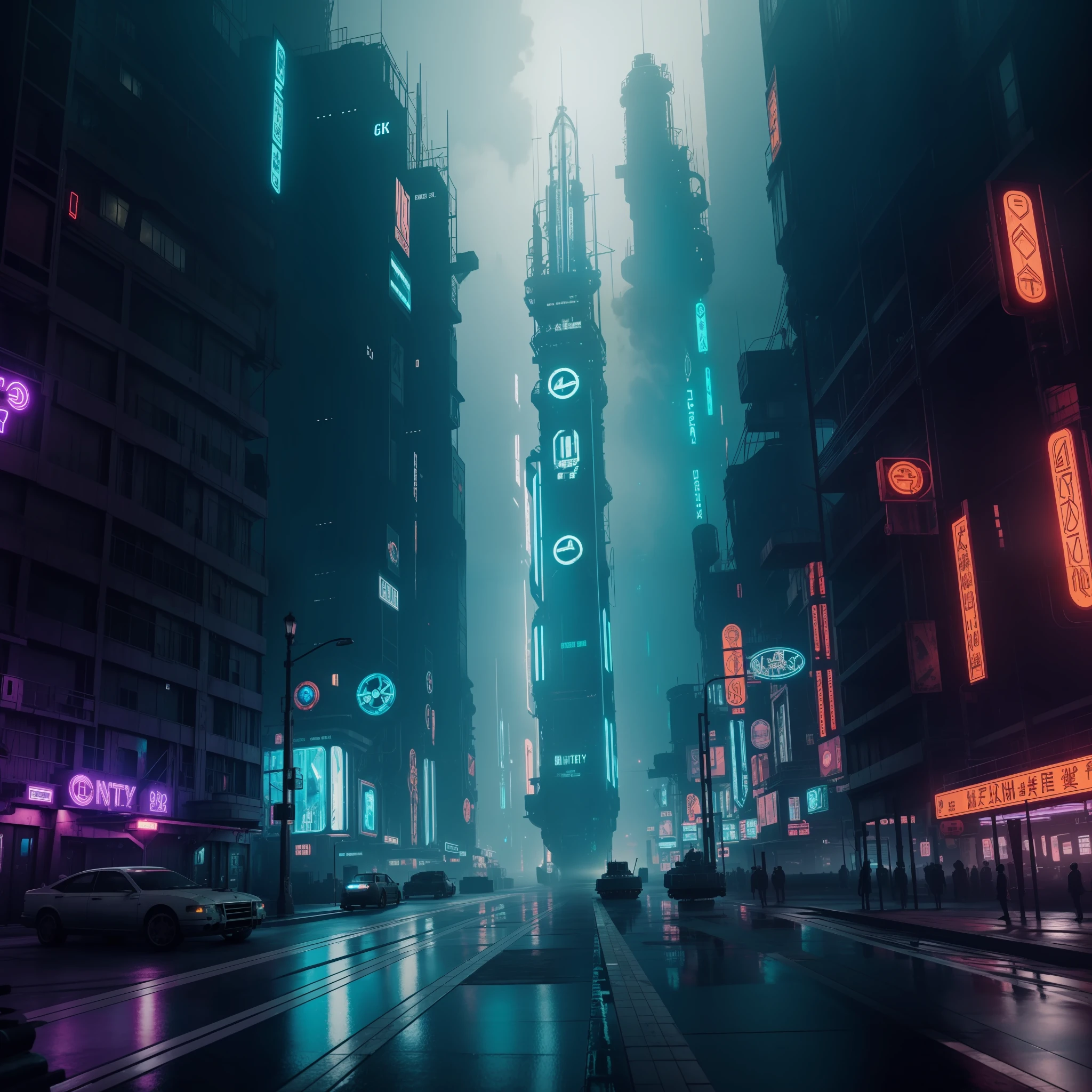 extremely detailed CG unity 8k wallpaper, masterpiece, submarine, best quality, long shot, cyberpunk, ghostly setting, mist, volumetric light, neon lights, animatronic figures, ruined structures, grunge textures, submarine