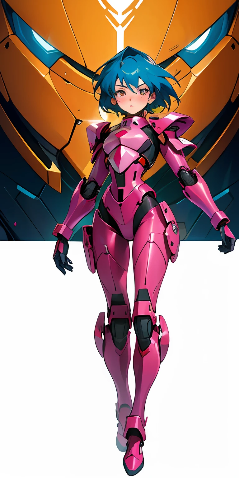 Octane Rendering,full view,8k --niji 5, (best quality, masterpiece, ultra-realistic), portrait of 1 beautiful girl, (head to toe full body image), 1girls, solo, (Bubblegum Crisis style body armor: 2.0), (Knight Saber body armor), female shape, robotic exoskeleton, sleek design, futuristic, late 90's anime style, smooth lines, powered exoskeleton, extremely stylized, deviant art, masterpiece, highly detailed, detailed eyes, expressive detailed eyes, detailed pupils, futuristic, blush, small breasts, lots of freckles, super textured detailed skin, entire body image, full body shot, Bubblegum Crash anime,