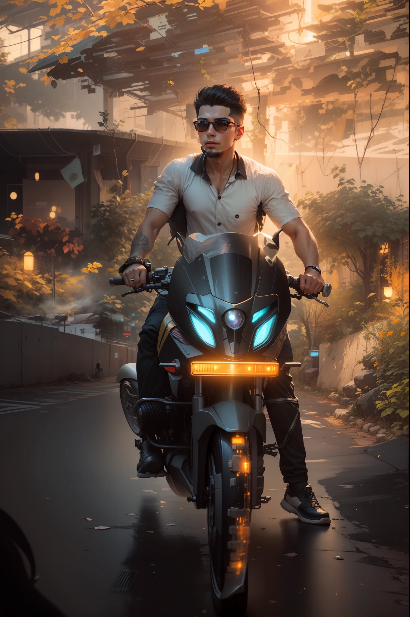 Change background cyberpunk handsome
boy, realistic face,