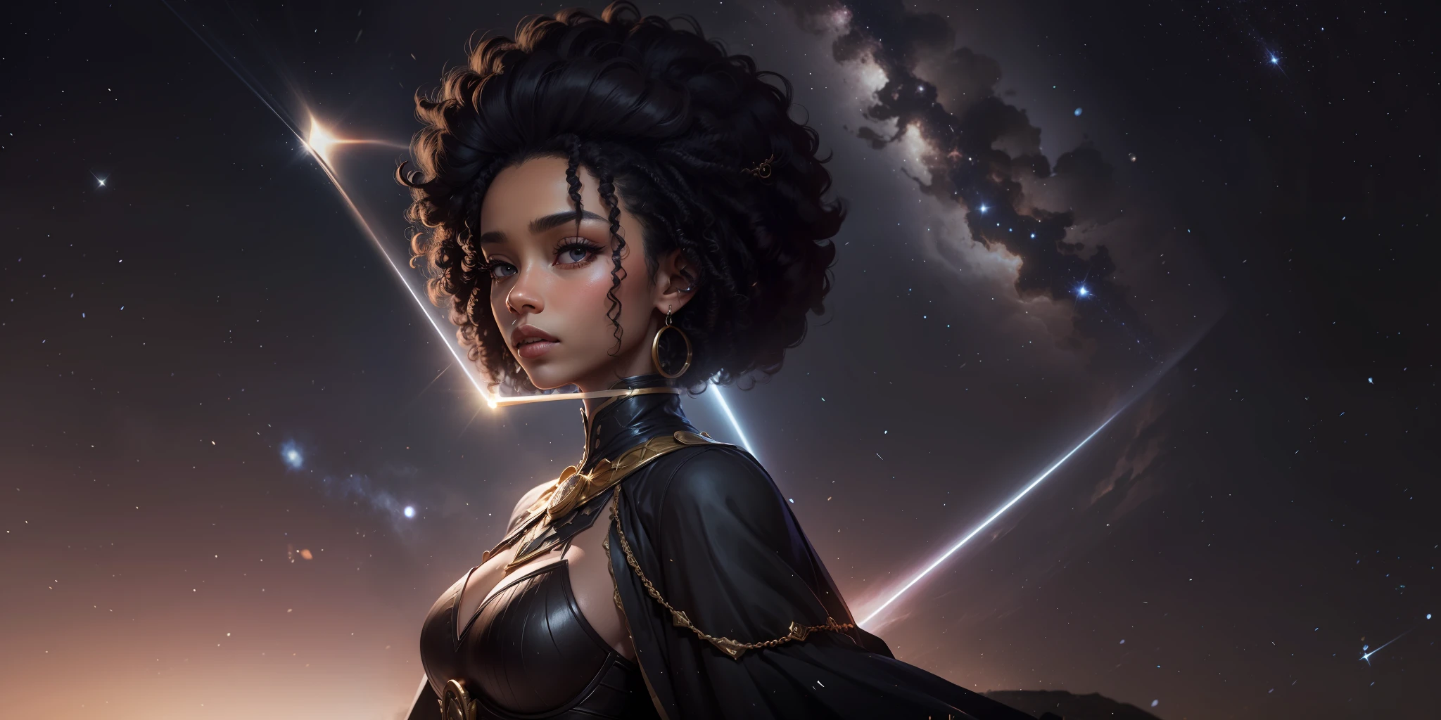 Cassiopeia the queen of ancient Ethiopia, black hair, curly hair