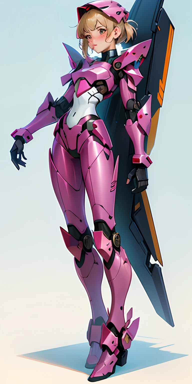 Octane Rendering,full view,8k --niji 5, (best quality, masterpiece, ultra-realistic), wearing a full helmet, (head to toe full body image), 1girls, solo, (Bubblegum Crisis style body armor: 2.0), (Knight Saber body armor), female shape, robotic exoskeleton, sleek design, futuristic, late 90's anime style, smooth lines, powered exoskeleton, extremely stylized, deviant art, masterpiece, highly detailed, tokyo cyberpunk style, futuristic, blush, small breasts, lots of freckles, super textured detailed skin, entire body image, full body shot, Bubblegum Crash anime,