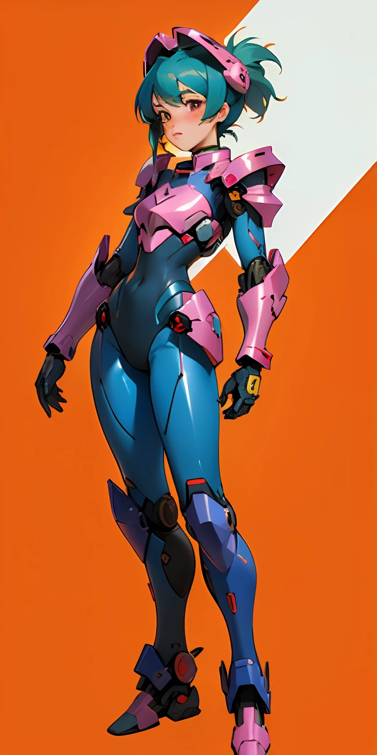 Octane Rendering,full view,8k --niji 5, (best quality, masterpiece, ultra-realistic), wearing a full helmet, (head to toe full body image), 1girls, solo, (Bubblegum Crisis style body armor: 2.0), (Knight Saber body armor), female shape, robotic exoskeleton, sleek design, futuristic, late 90's anime style, smooth lines, powered exoskeleton, extremely stylized, deviant art, masterpiece, highly detailed, tokyo cyberpunk style, futuristic, blush, small breasts, lots of freckles, super textured detailed skin, entire body image, full body shot, Bubblegum Crash anime,