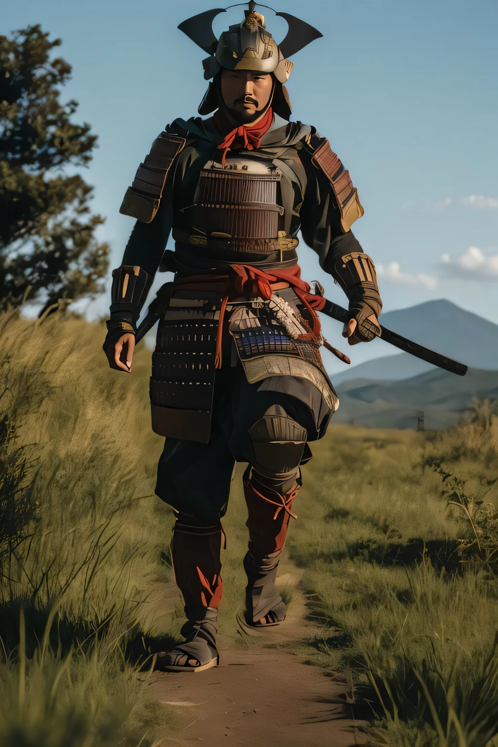 solo, 1man, full body samurai and helmet