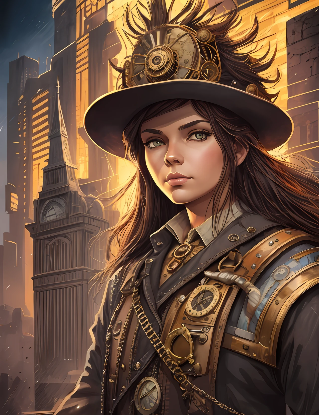steampunk style, lion head splash hiper realista, Adobe Illustrator, Trending on Artstation, 8K, hd, magic art, by Enki Bilal, Matt Groening, 24k --auto --s2