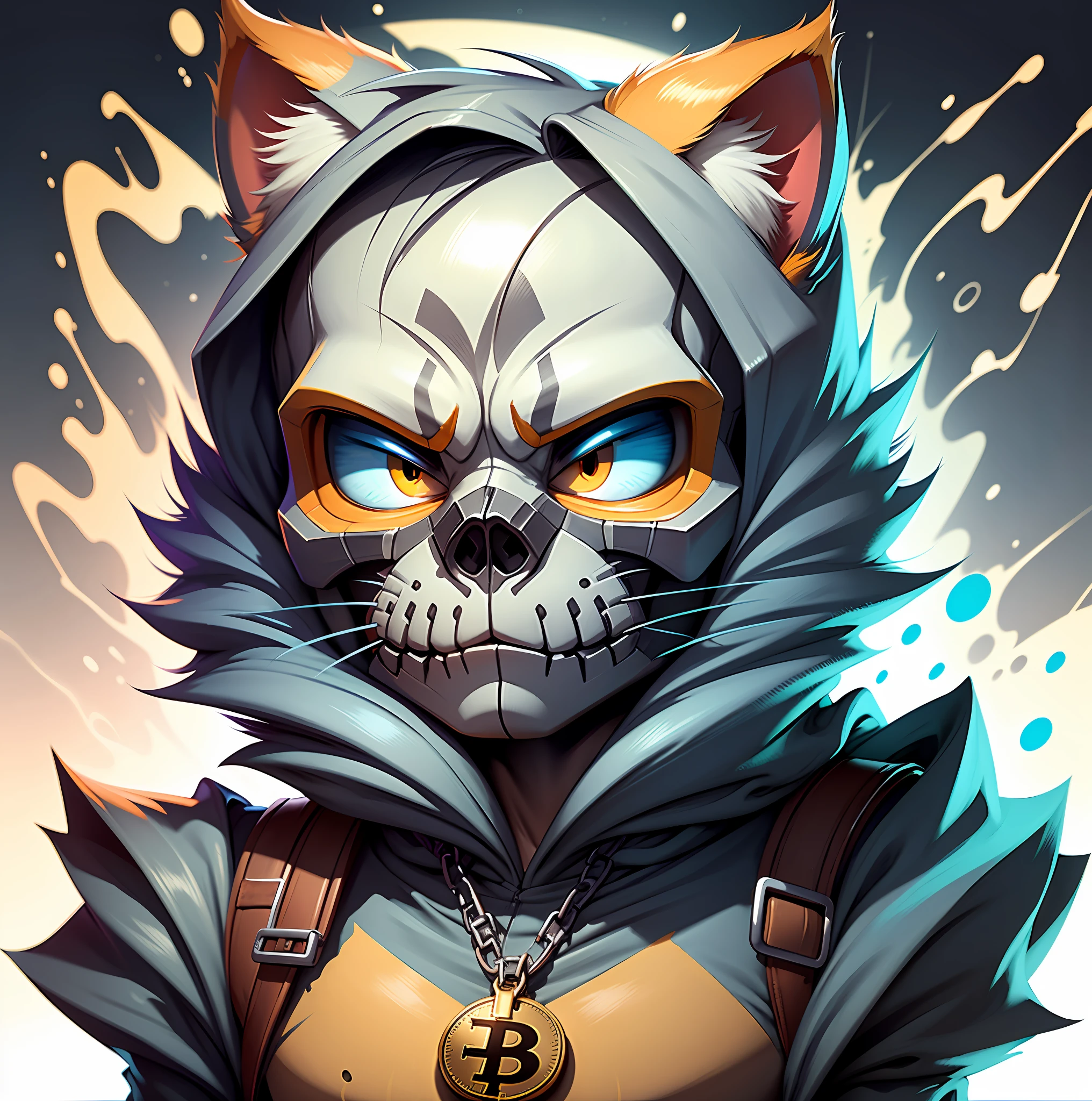 c4tt4stic,skull, mask, cat, bitcoin