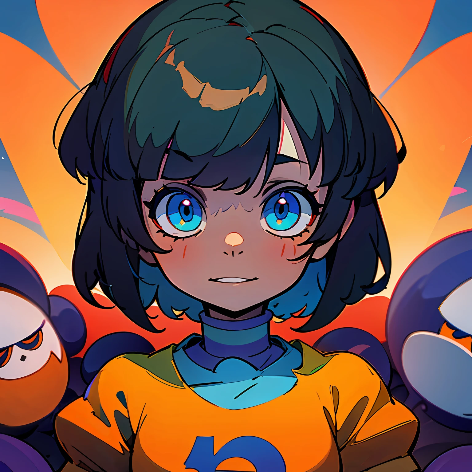 Chara(Undertale) com olhos vermelhos, Frisk(Undertale) com olhos azuis, pixel-Konami, Foto espelhada, looking at the viewer --auto