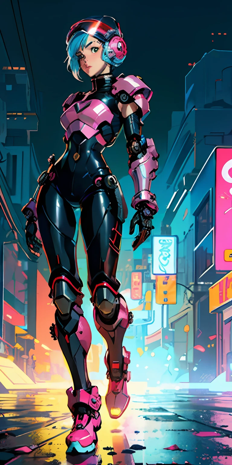 Octane Rendering,full view,8k --niji 5, (best quality, masterpiece, ultra-realistic), sleek robotic helmet head, head and face covered with helmet, (head to toe full body image), 1girls, solo, (Bubblegum Crisis style body armor: 2.0), (Knight Saber body armor), female shape, robotic exoskeleton, sleek design, futuristic, late 90's anime style, smooth lines, powered exoskeleton, extremely stylized, deviant art, masterpiece, highly detailed, tokyo cyberpunk style, futuristic, small breasts, entire body image, full body shot, Bubblegum Crash anime, green, face not visible