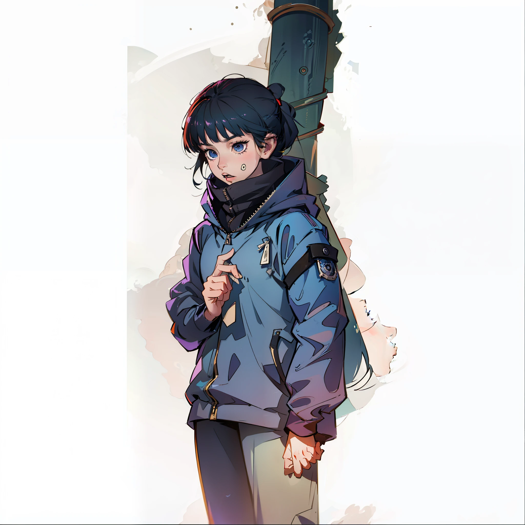 manga character ((um )), personagem design, conceito grunge ((maior qualidade)), cabelos negros ((detalhado)), roupas escuras, alta qualidade, melhor detalhe, conceito arte.