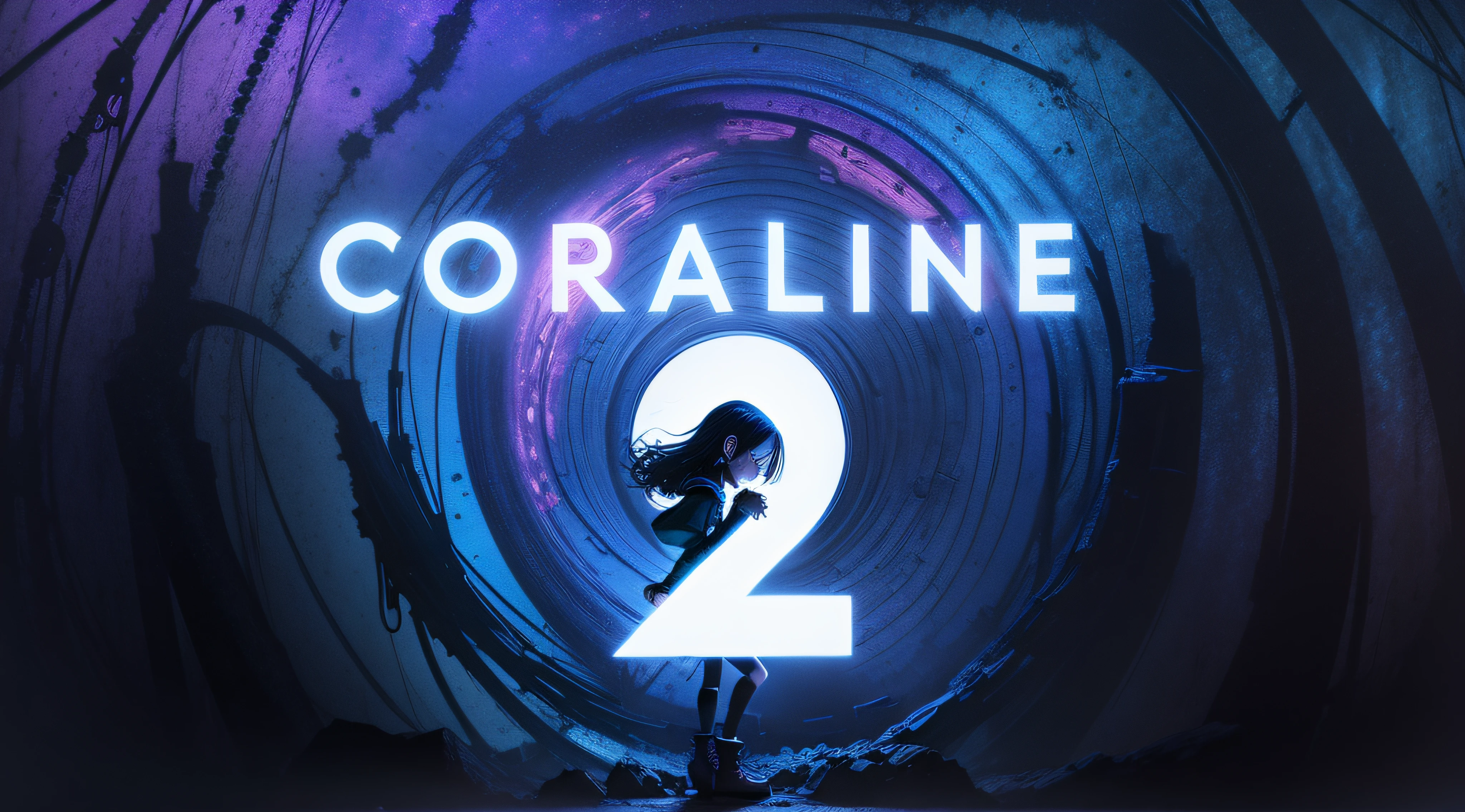 coraline, movie, fantasy, background, portal, neon