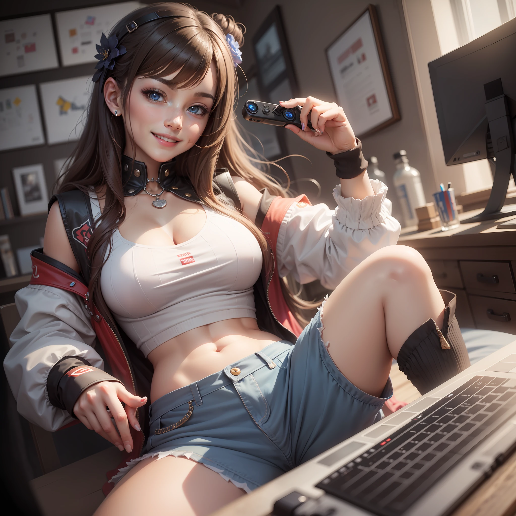 Gamer Girls girl with a smile top-quality masterpiece 超A high resolution beautiful a girl
