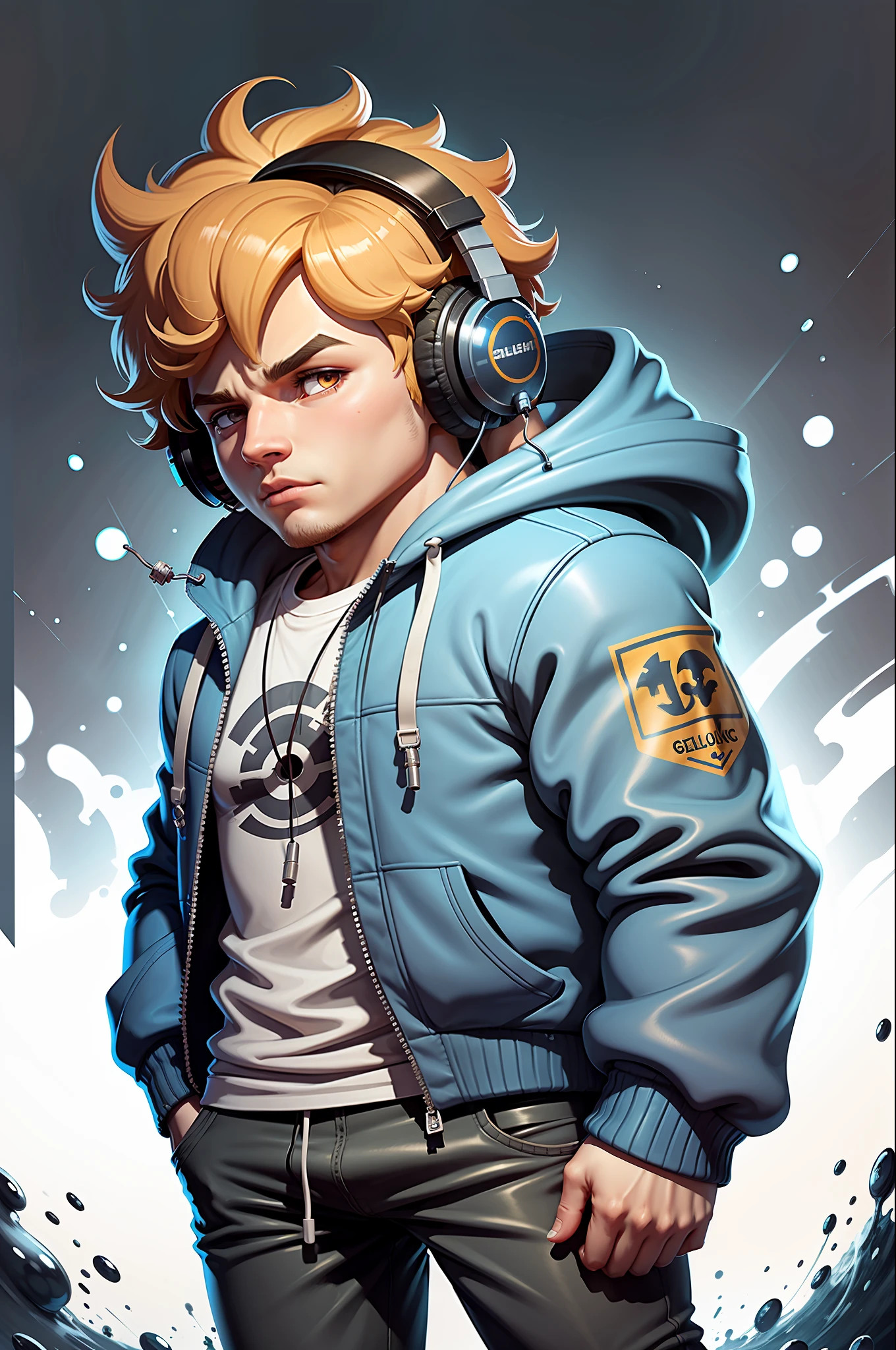 c4tt4stic, a cartoon bull with headphones on and a blue jacket, bitcoin