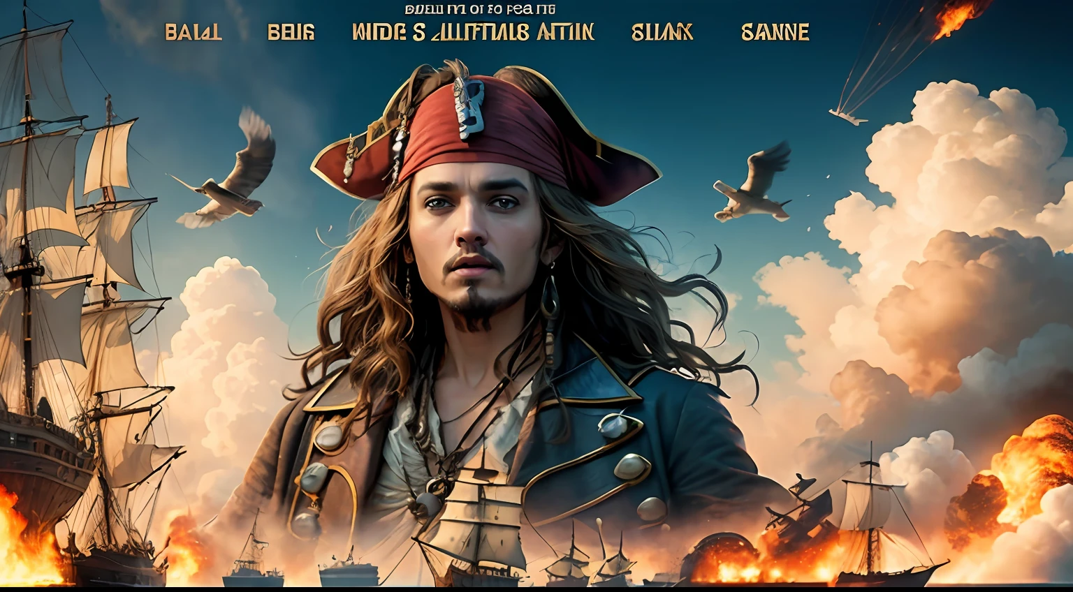 Epic Pirates of the Caribbean Movie Poster, Detalles, 8k