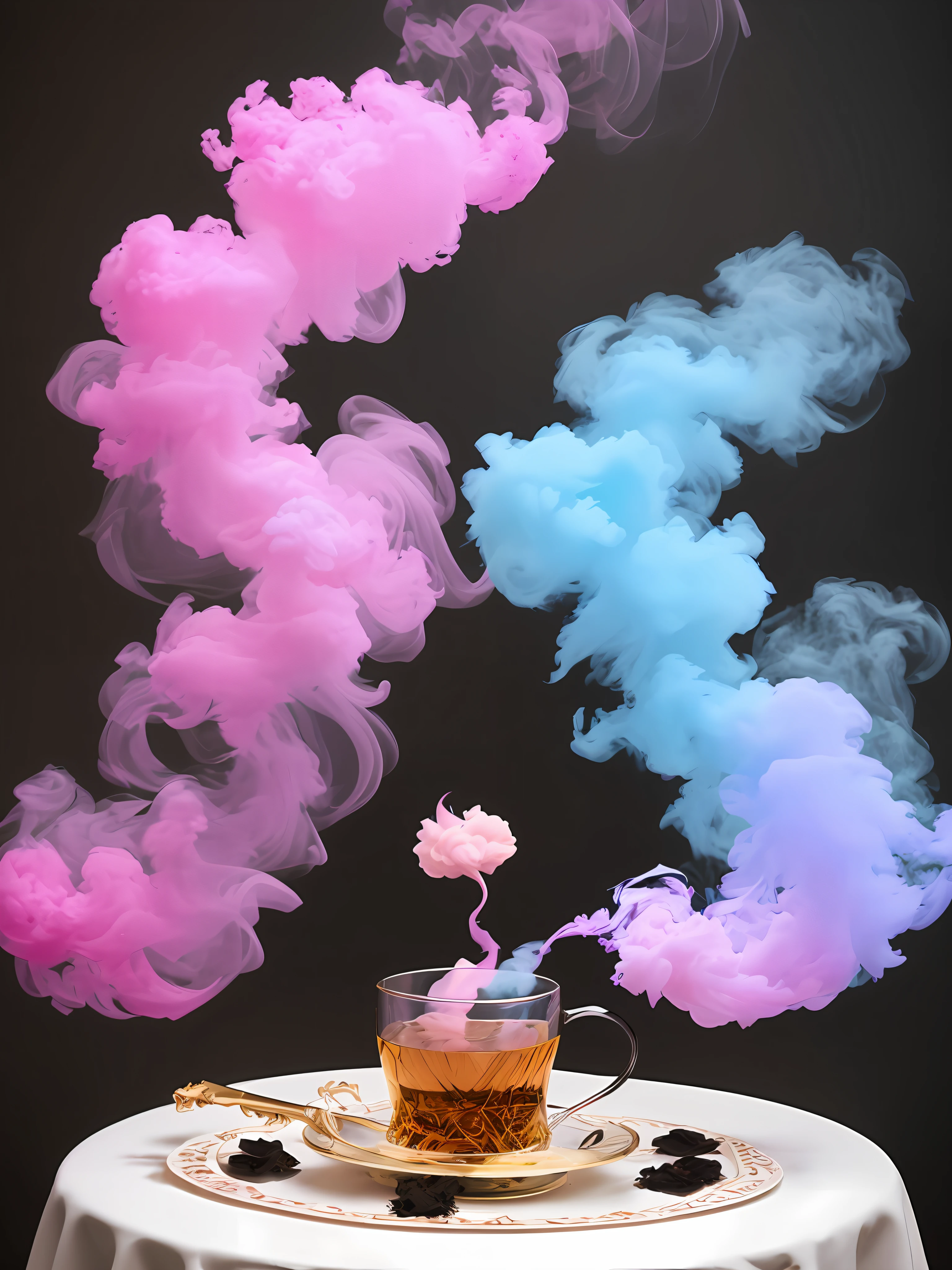 "Revelation tea, Pink and blue smoke to reveal the gender of the child to come"