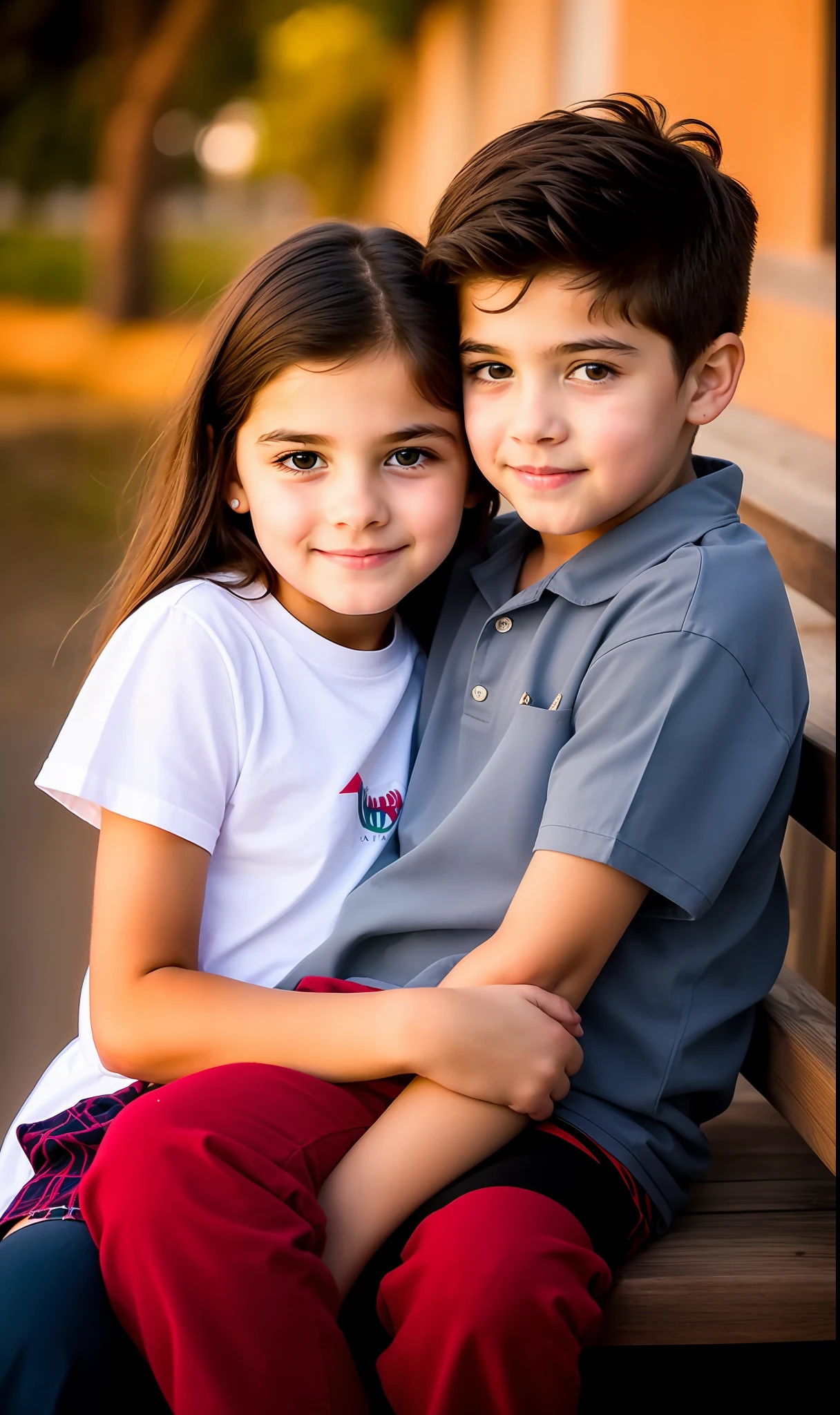 A Girl sitting on the lap of A Boy the two in love with each other with an attractive look , soft-lighting, alta qualidade,
