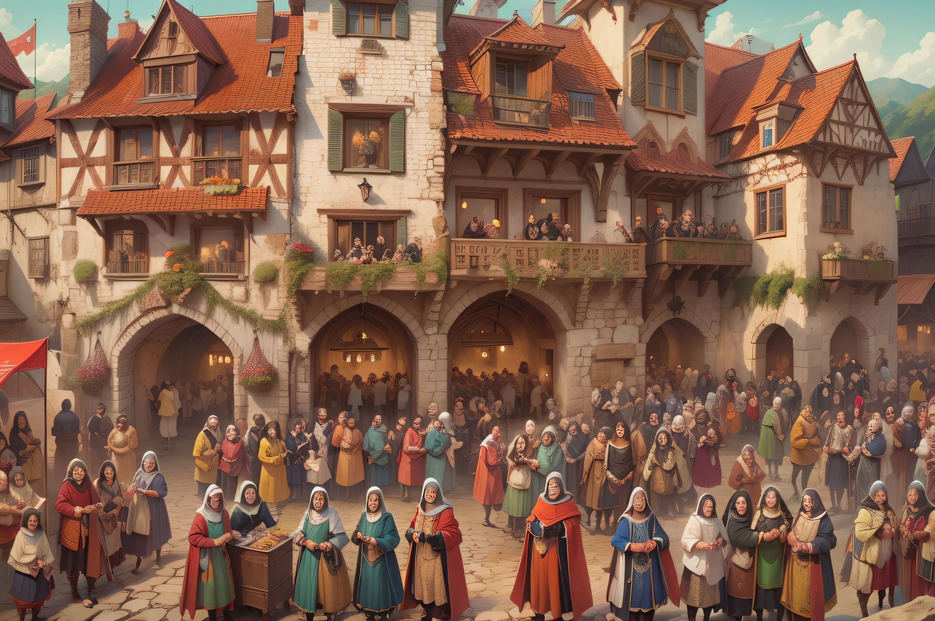 a medieval festival full of people