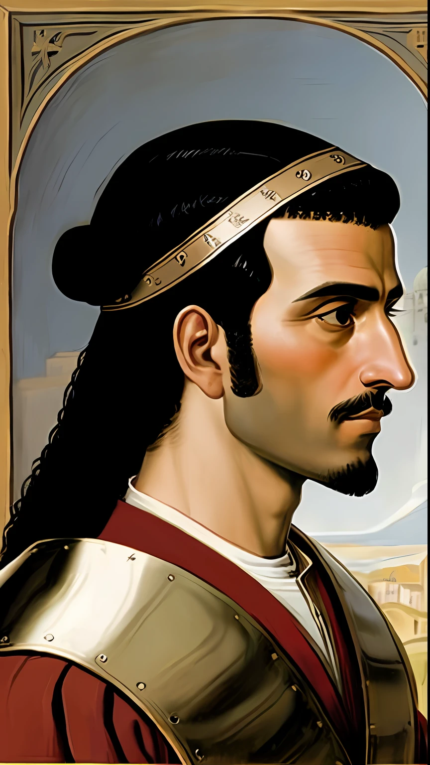 portrait of a medieval nobleman, arab, sideview