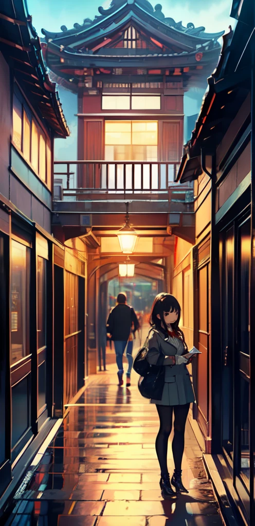 Bewitching, A modern masterpiece, A modern street in Koei style, Modern atmosphere, korean girl,