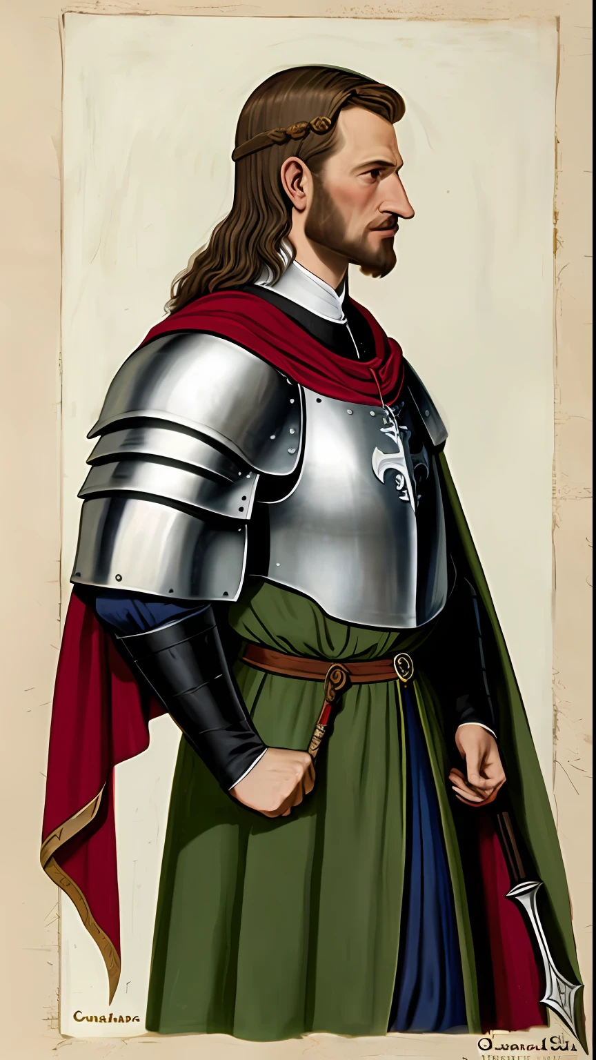 crusader, portrait of a medieval nobleman, sideview