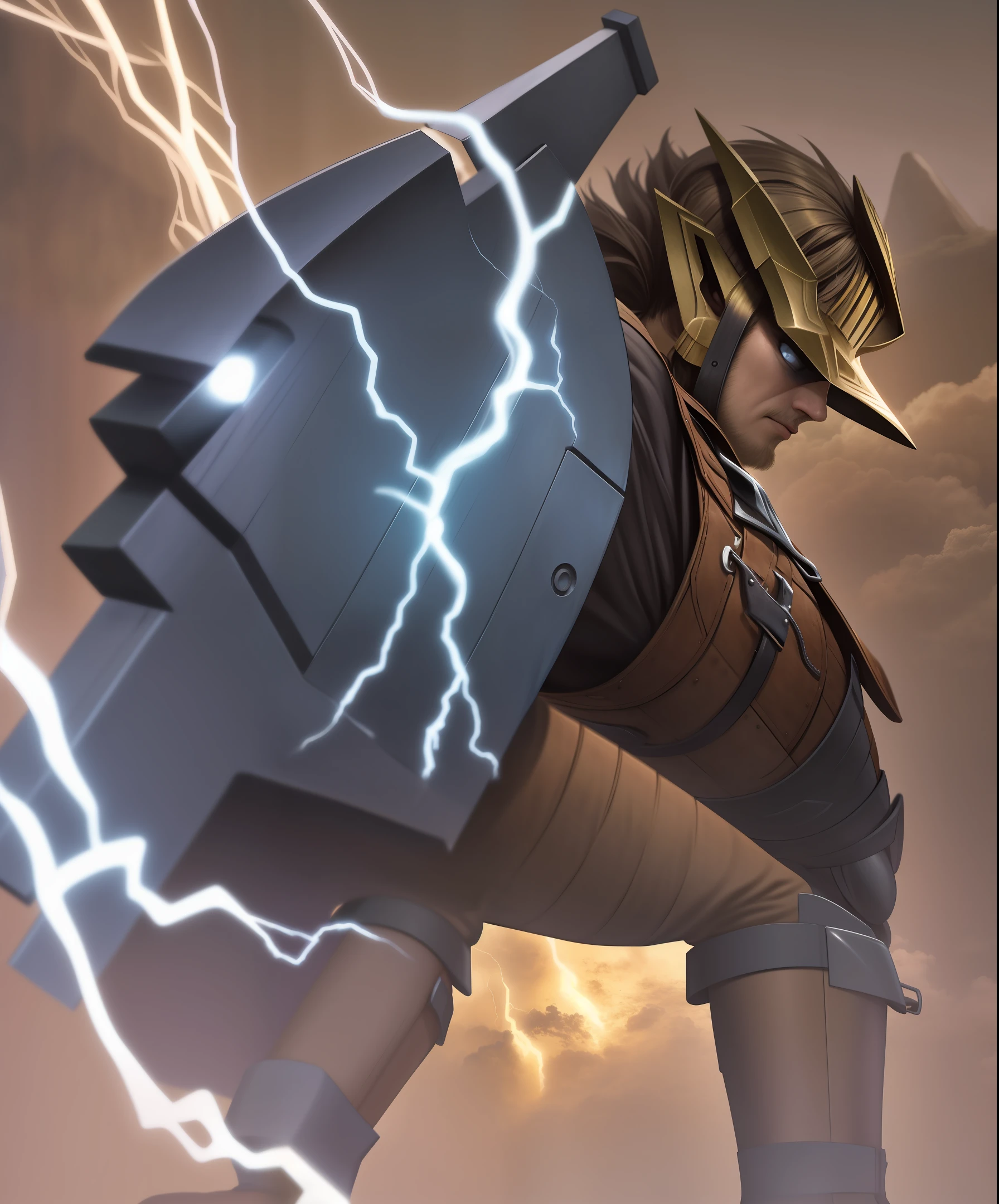 Vinkin warrior with axe in hand
Realistic, similar to Thor with lightning coming out from behind with much fury from the gods