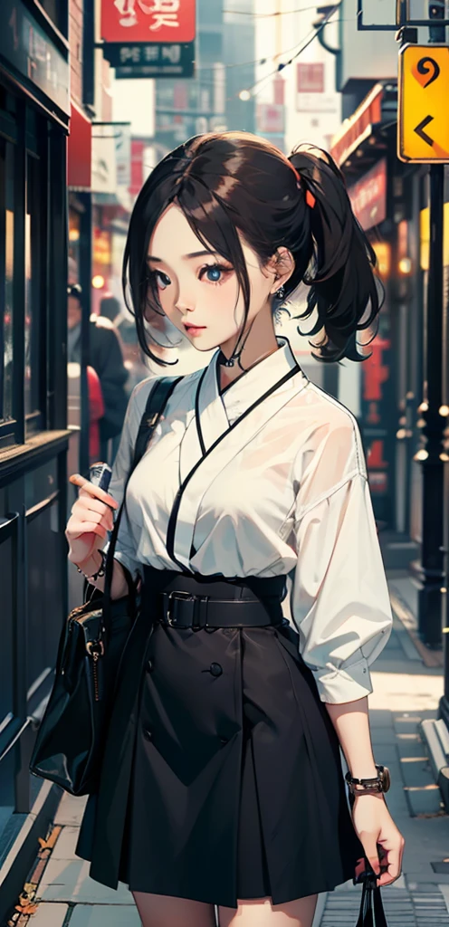 Bewitching, A modern masterpiece, A modern Korean-style street, Modern atmosphere, korean girl,