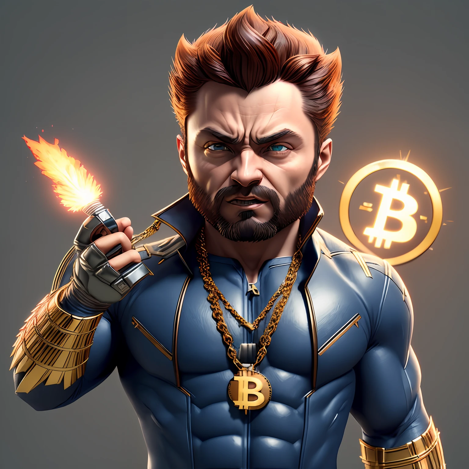 (CBZBB:1.25), wolverine, bitcoin necklace, ArtStation, CGI_Animation,