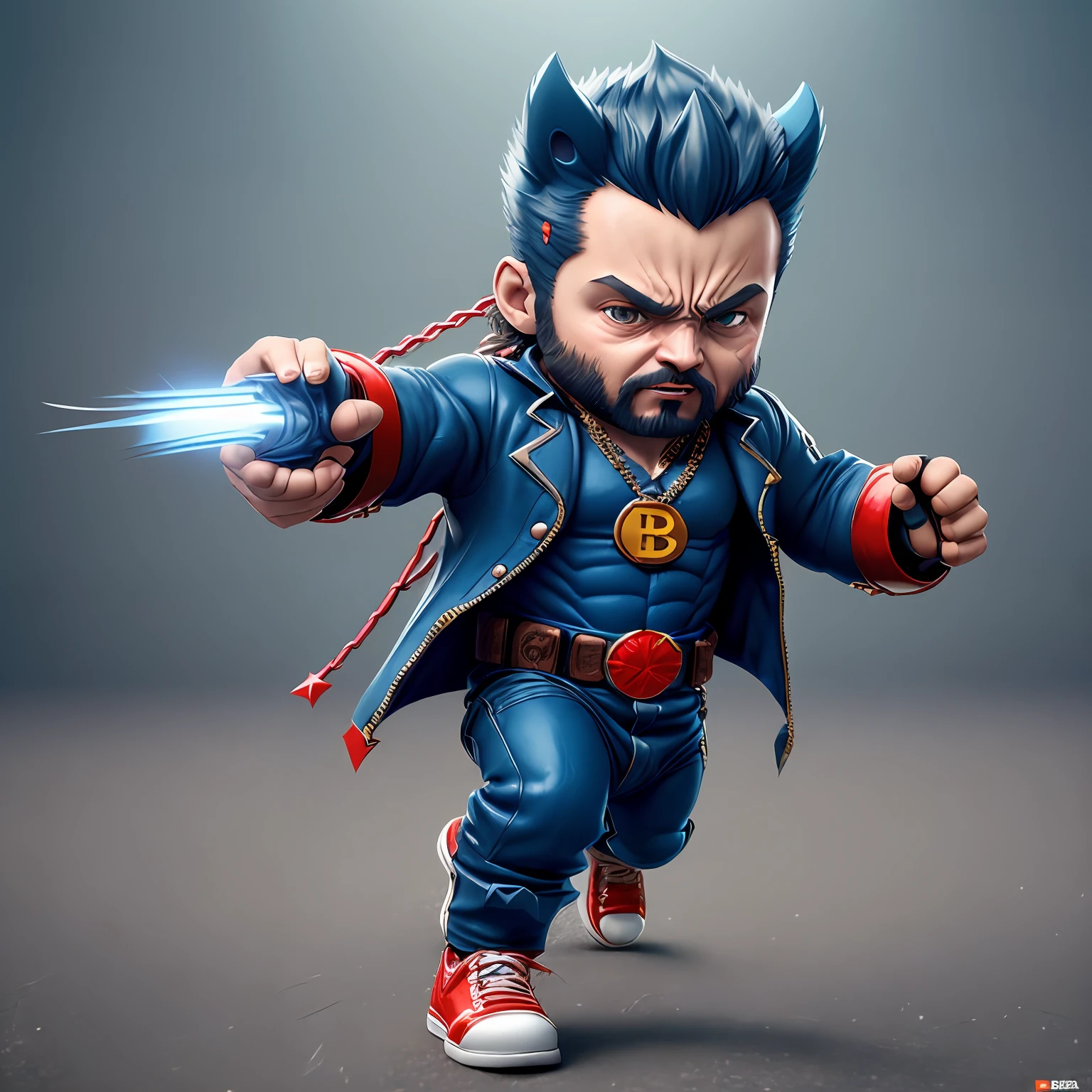 (CBZBB:1.25), wolverine, bitcoin necklace, full body, ArtStation, CGI_Animation,