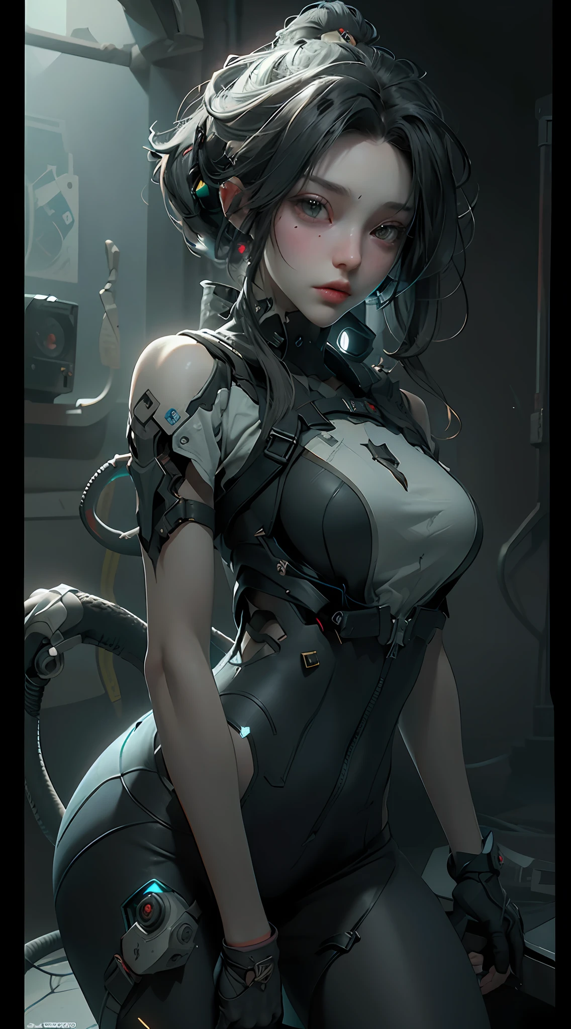 ((Best quality)), ((masterpiece)), (detailed:1.4), 3D, an image of a beautiful cyberpunk female,HDR (High Dynamic Range),Ray Tracing,NVIDIA RTX,Super-Resolution,Unreal 5,Subsurface scattering,PBR Texturing,Post-processing,Anisotropic Filtering,Depth-of-field,Maximum clarity and sharpness,Multi-layered textures,Albedo and Specular maps,Surface shading,Accurate simulation of light-material interaction,Perfect proportions,Octane Render,Two-tone lighting,Wide aperture,Low ISO,White balance,Rule of thirds,8K RAW,
