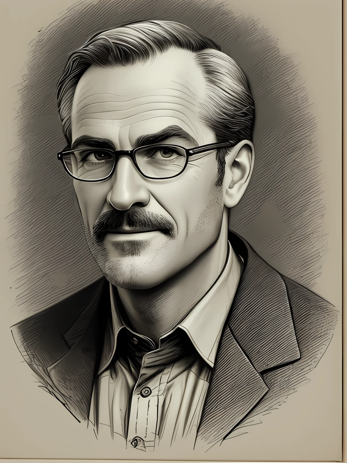 European and American comics middle-aged man，character sketch，pencil），intricately details，finely detailled，Hyper-detailing，Caricature