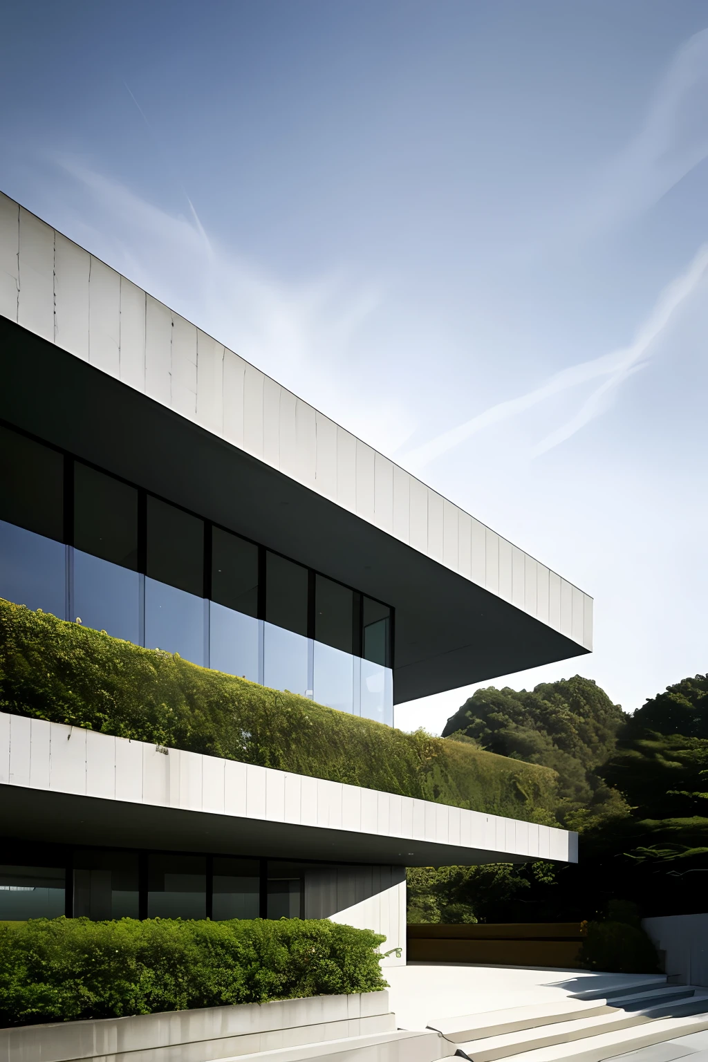 (Masterpiece), (High Quality), Best Quality, Real, (Realistic), Super Detailed, (Full Detail), (4K) Outdoor, Architecture, Windows, Daytime, (Masterpiece), (High Quality), Best Quality, Real, (Realistic), Super Detailed, (Full Detail), (4K), Outdoor, Master Architecture, Tadao Ando Style, Facades with Fair-faced Concrete Texture and Glass Material