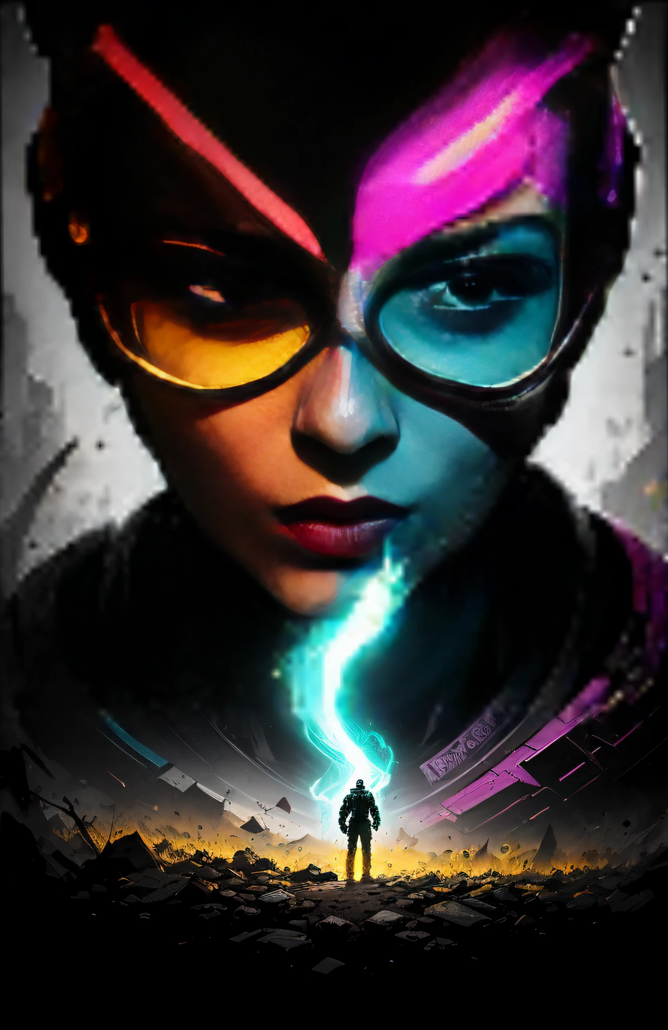 (foto escura: 1.1), epic realistic, retrato de halo, olhos azuis, cachecol xadrez, cabelo longo branco, de atey ghailan, de greg rutkowski, de greg tocchini, de james gilleard, de joe fenton, de kaethe butcher, gradiente amarelo , esquema de cores preto, marrom e magenta, grunge aesthetic!!! fundo de parede de marca de graffiti, arte de greg rutkowski e artgerm, soft Cinematic Light, adobe lightroom, photographic lab, hdr, intrincado, altamente detalhado, (profundidade de campo: 1,4), desbotado, (cores neutras: 1,2), (hdr: 1,4) , (cores suaves:1.2), hiperdetalhado, (artstation:1.4), cinemactic, luzes quentes, dramatic light, (detalhes intrincados:1.1), fundo complexo, (rutkowski:0.66), (azul e laranja:0.4)