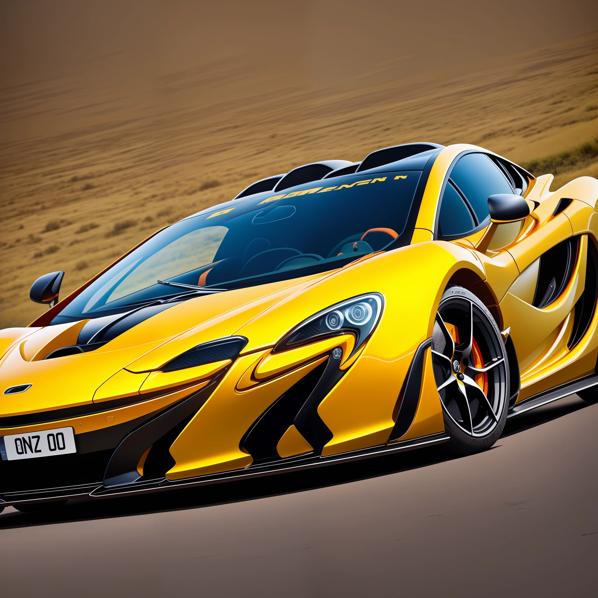 The yellow McLaren P1 transforms into a yellow dragon fighter painting style