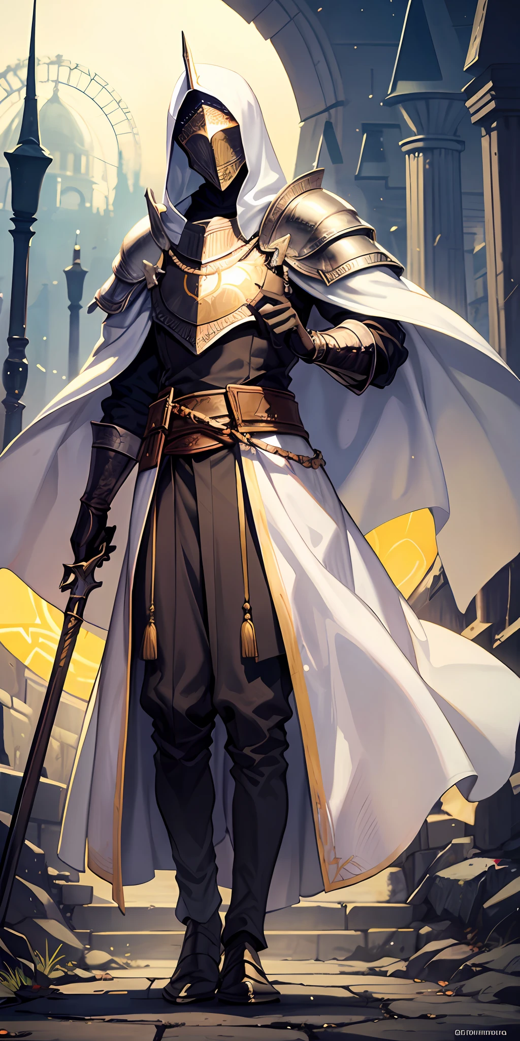 1boy, sun crown, white robes, ancient, gwyndolin, dark souls