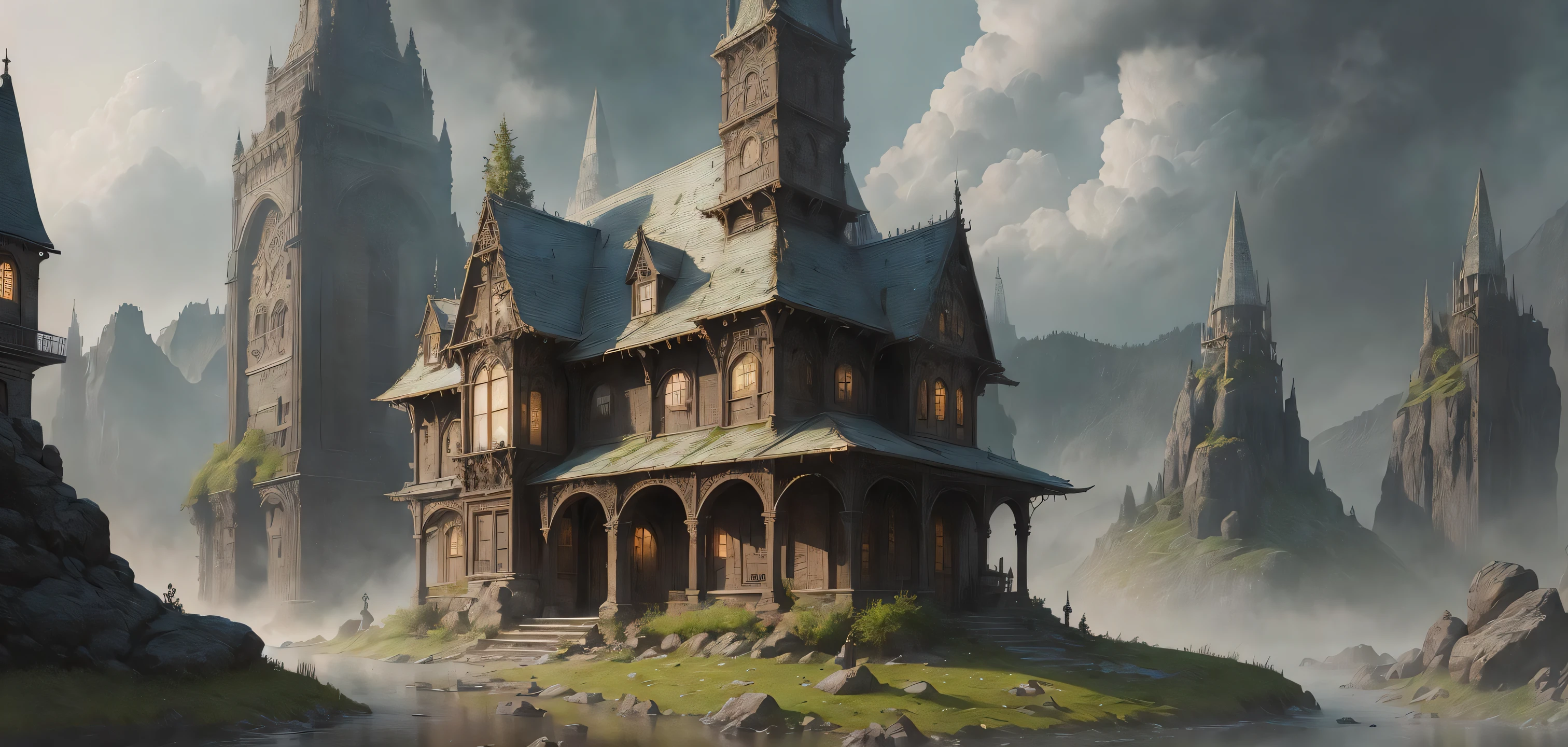 (anime), (illustration), cartoon, detailed, Landscape,At night, rain, little fog, (HDR), unreal engine, cinematic lighting, Conceptual art, depth of field, UHD, ((super detail, high quality, best quality, ccurate, 16k)),1772Pixel-1280Pixel,Natural scenery, HDR,messy,ornate,high detail,intricate details, hyperdetailed:1.15,detailed background,(((the elder scrolls style))), skyrim, (TESV Skyrim), TESO, rutkowski, intricate digital art, soothing tones, (cartoon:0.3), (art:1.4), epic realistic, faded, neutral colors, (hdr:1.4), (muted colors:1.4), (intricate), (artstation:1.99), dramatic, intricate details, (technicolor:0.9), detailed, intricate, cinematic, detailed