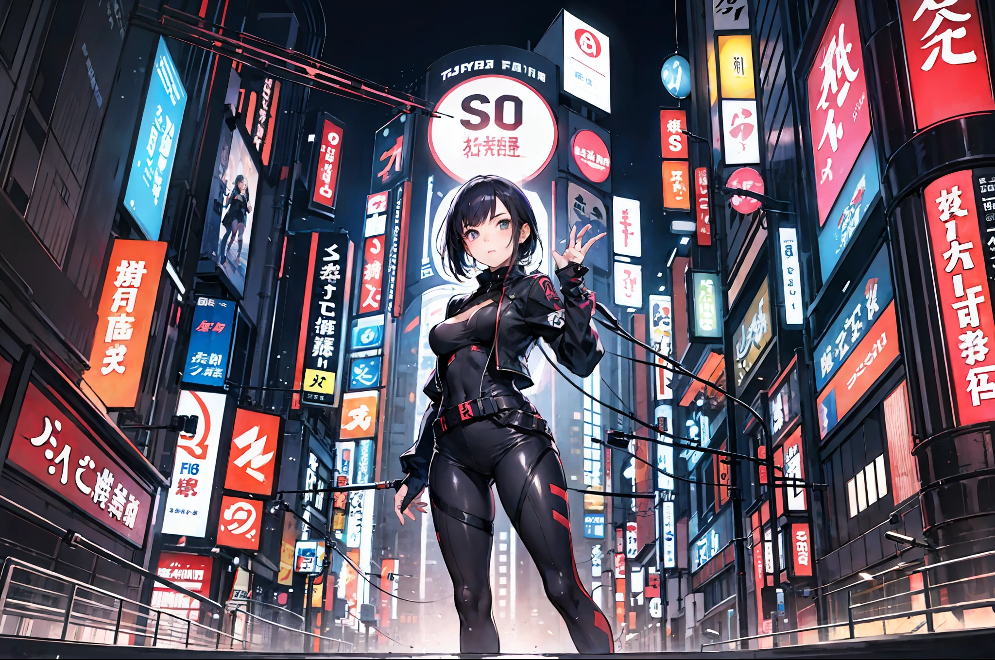 Attractive girl, futuristic tokyo, neo-tokyo background --auto --s2