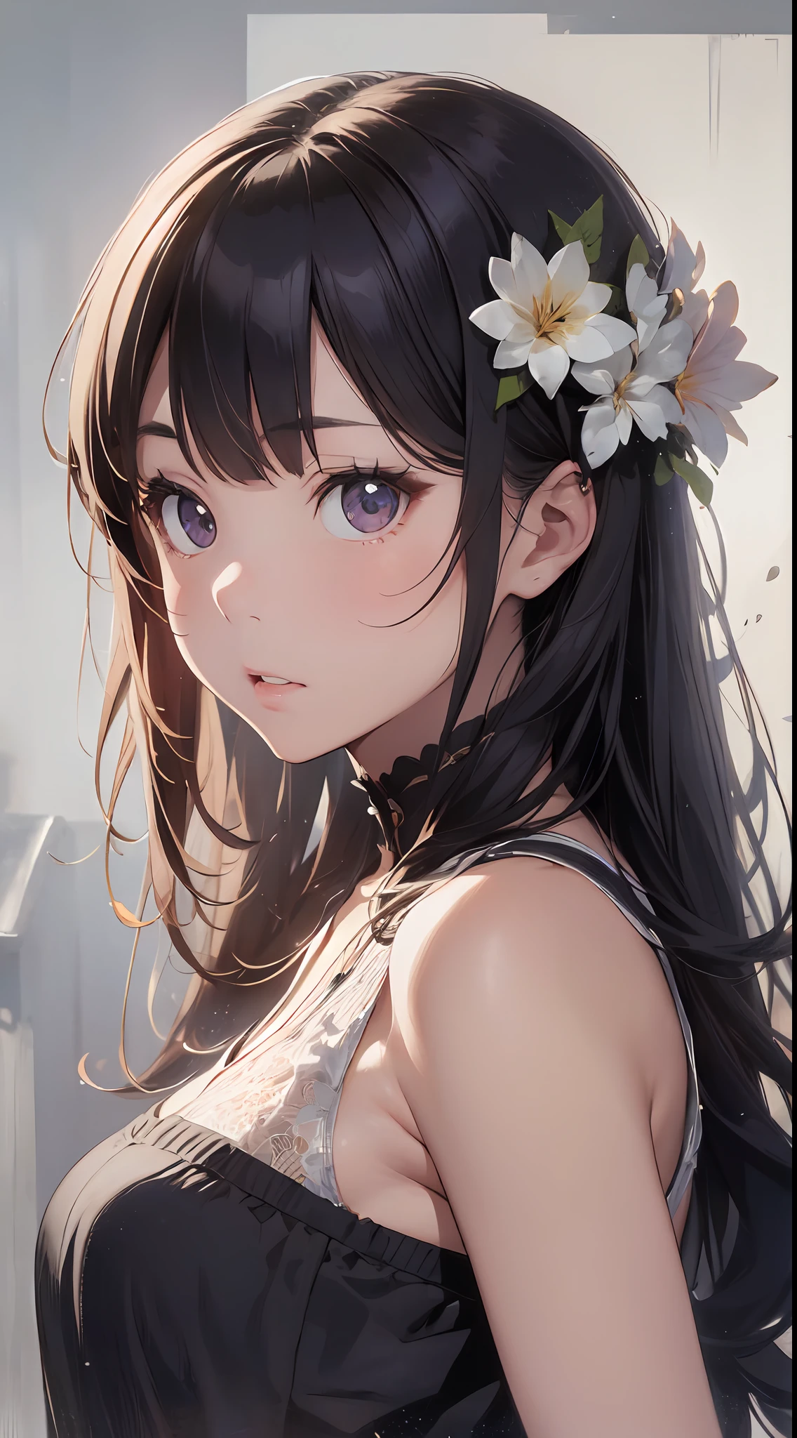 Old body portrait of a beautiful girl、Focus on the face、Kamimei、begging、Delicate、detaileds、masterpiece、Real Stick、3D background、Backgrounds with depth、Realistically exaggerate changes in material texture、Exaggeration of gloss、The best transcendental virtuosity