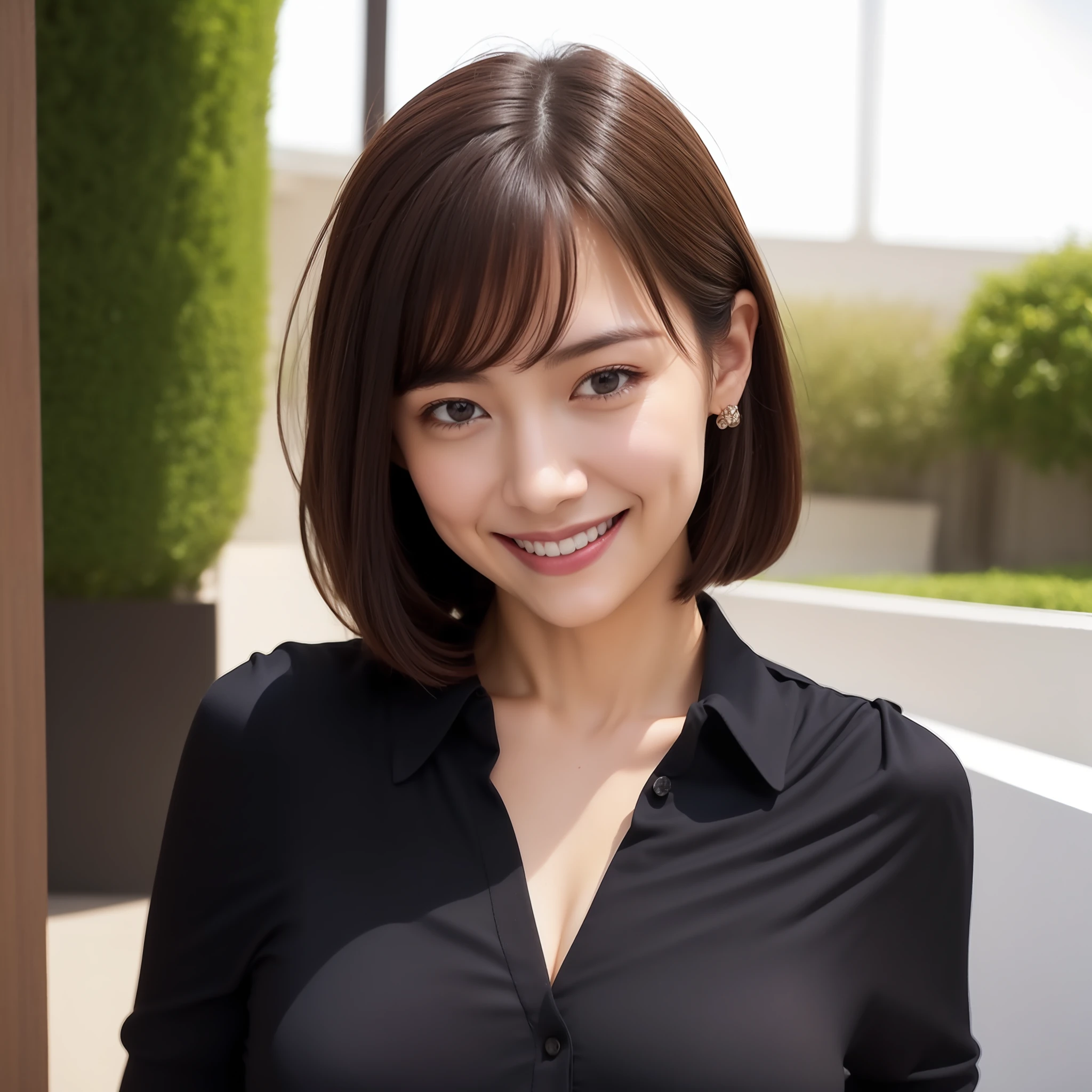 Smiling smile、Underwear、Thin fabric off-shoulder knit shirt、Beige bra、lace bra、D Cup Breasts、Chest emphasis