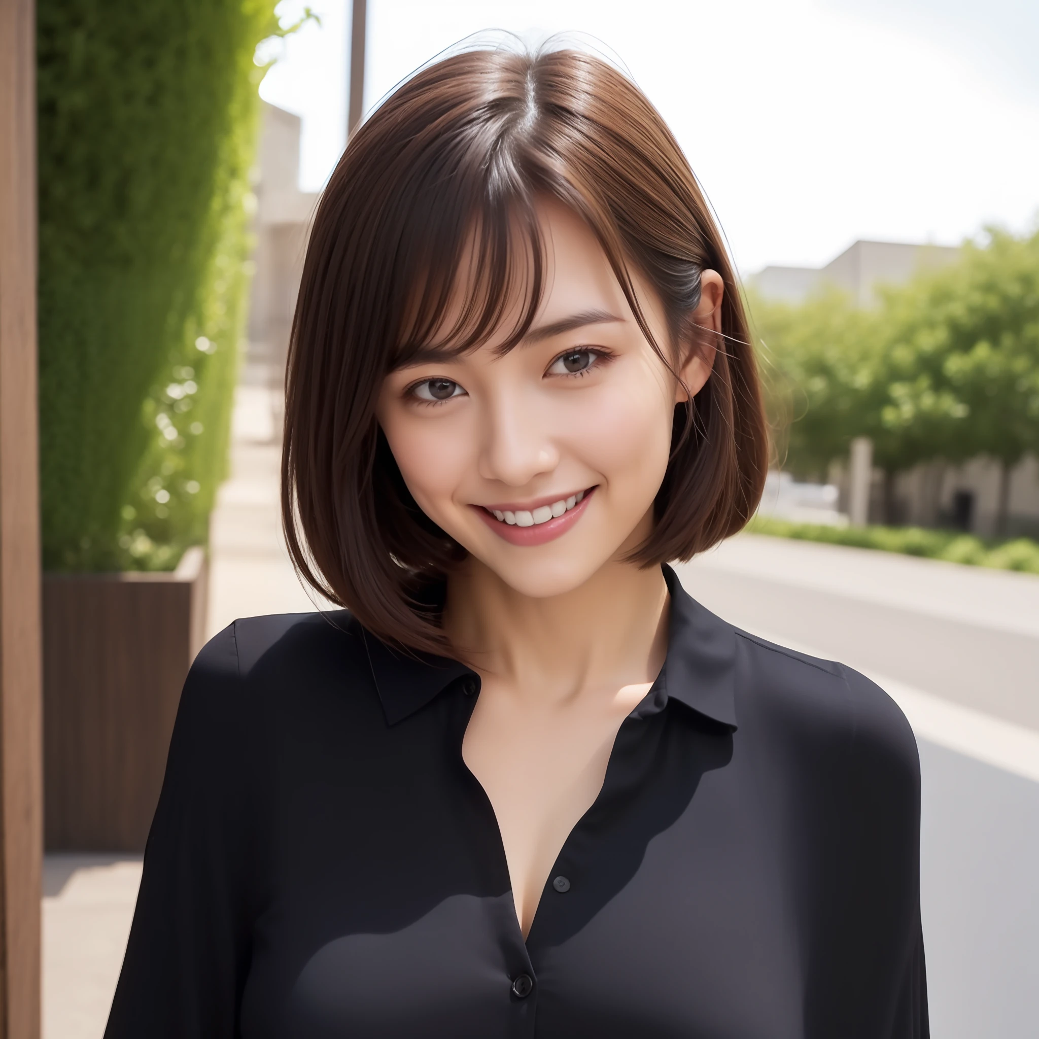 Smiling smile、Underwear、Thin fabric off-shoulder knit shirt、Beige bra、lace bra、D Cup Breasts、Chest emphasis