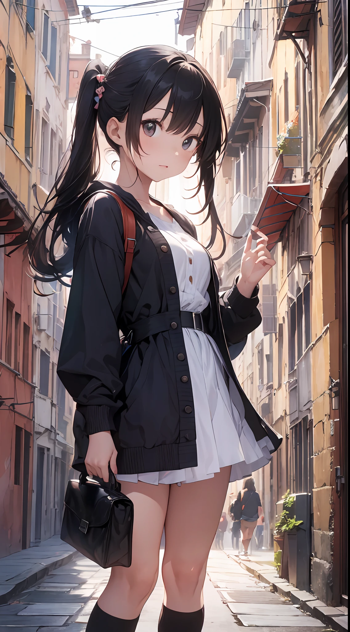 teens girl、portrait of a full body、Focus on the face、Kamimei、begging、Third-person perspective、Venice background、top-quality、Delicate na、detaileds、​masterpiece、Real Stick、3D background、Backgrounds with depth、Realistically exaggerate changes in material texture、Exaggeration of gloss、The best transcendental virtuosity
