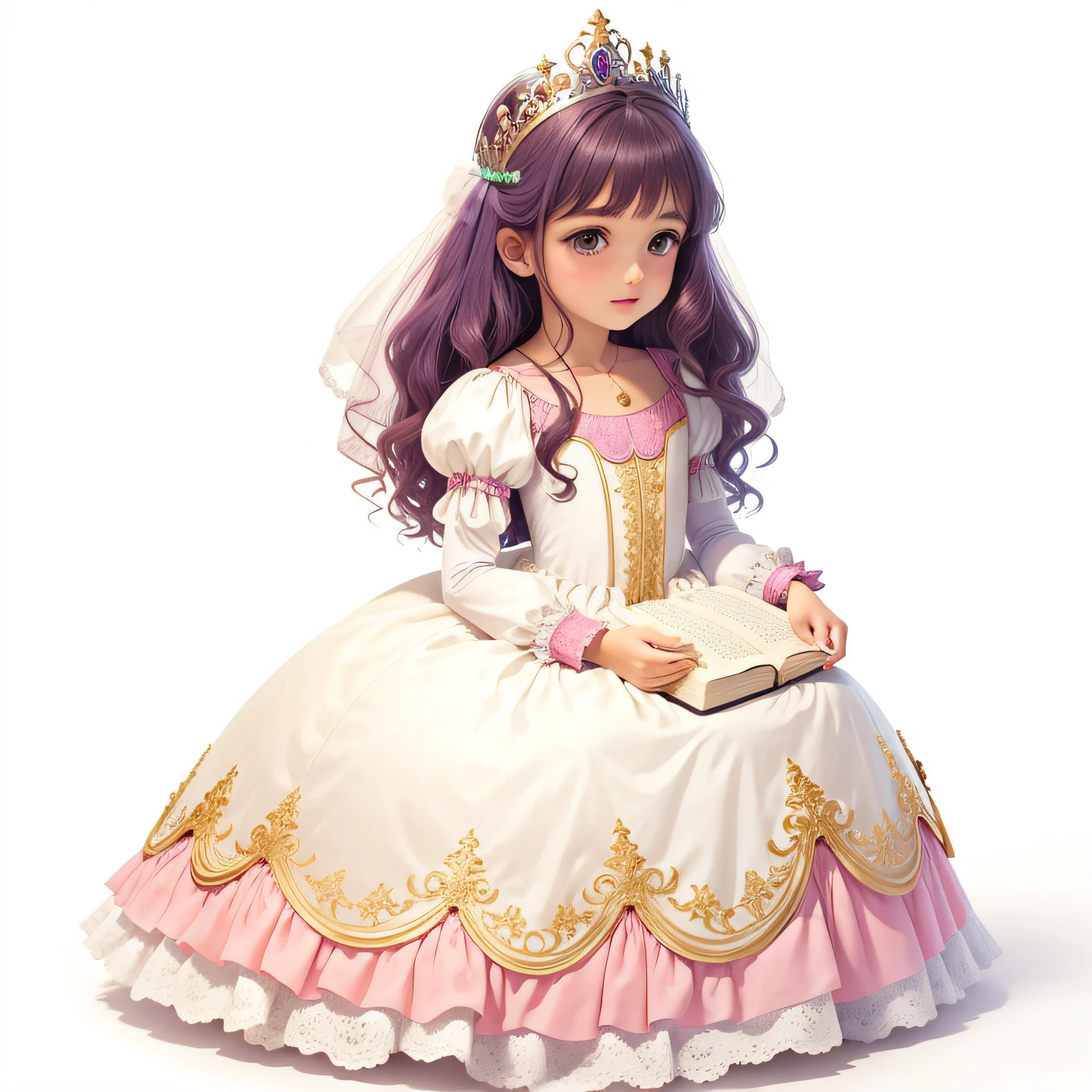 princesa encontrar un libro en un castillo de dulces, colorido