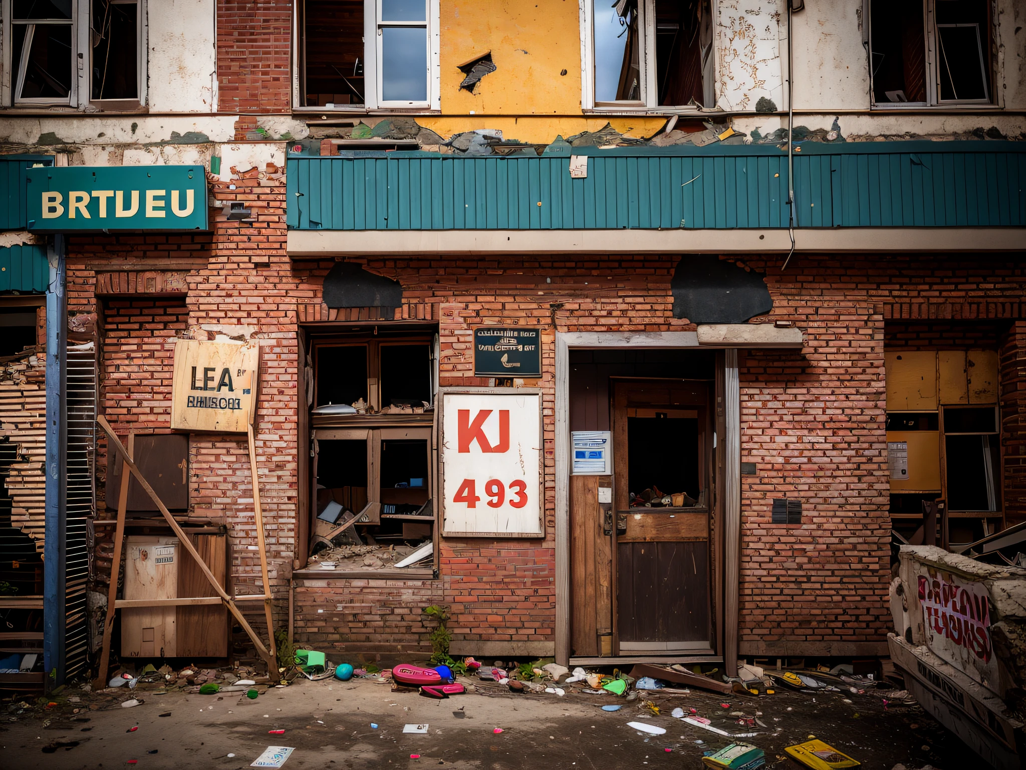 cheap brothel, Broken buildings, the night, beer bottles